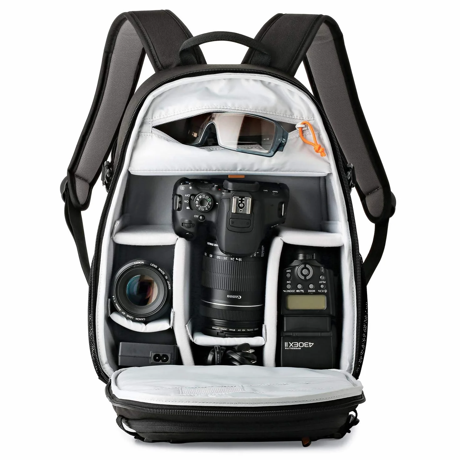 Lowepro Tahoe 150, Sac à dos pour appareil photo avec intérieur personnalisable, convient aux appareils DSLR avec objectif, objectif supplémentaire, tablette de 10 pouces, noir, LP36892-PWW