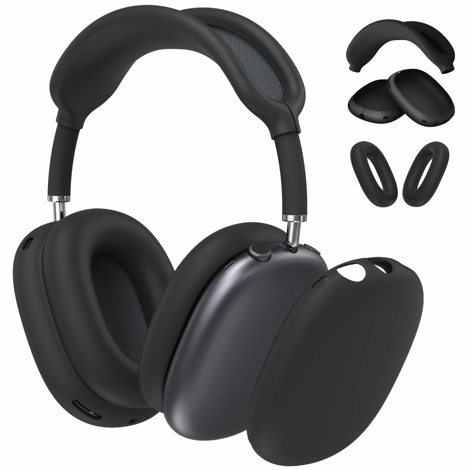 FINTIE Étui Silicone Souple pour AirPods Max 2 2026 et AirPods Max, Noir