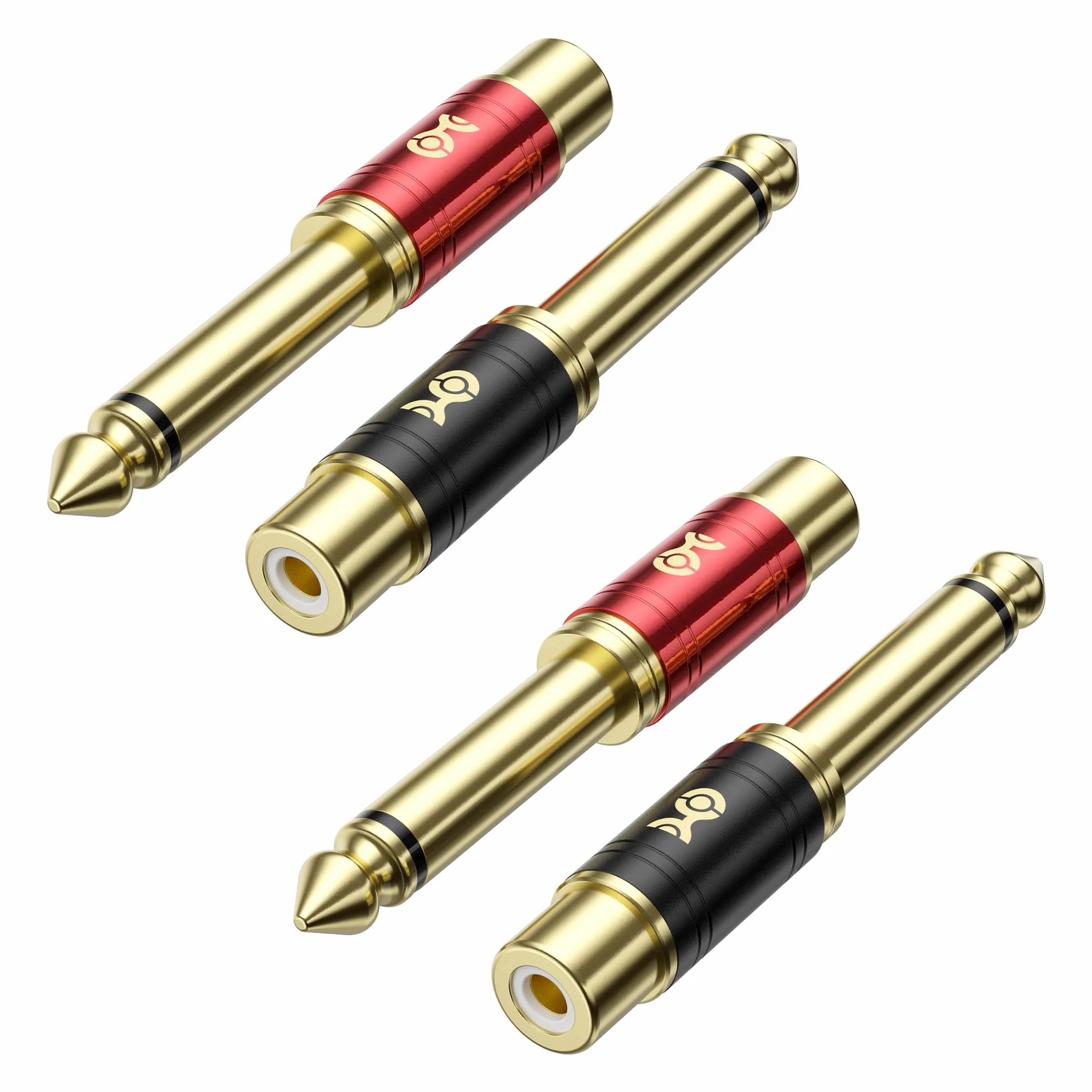 Cable Matters Lot de 4 adaptateurs RCA vers Jack 6,35 mm (1/4") TS Mono – Convertisseur Jack 6,35 mm vers RCA, pour TV, chaîne Hi-FI, ampli, Instruments et équipements Audio domestiques