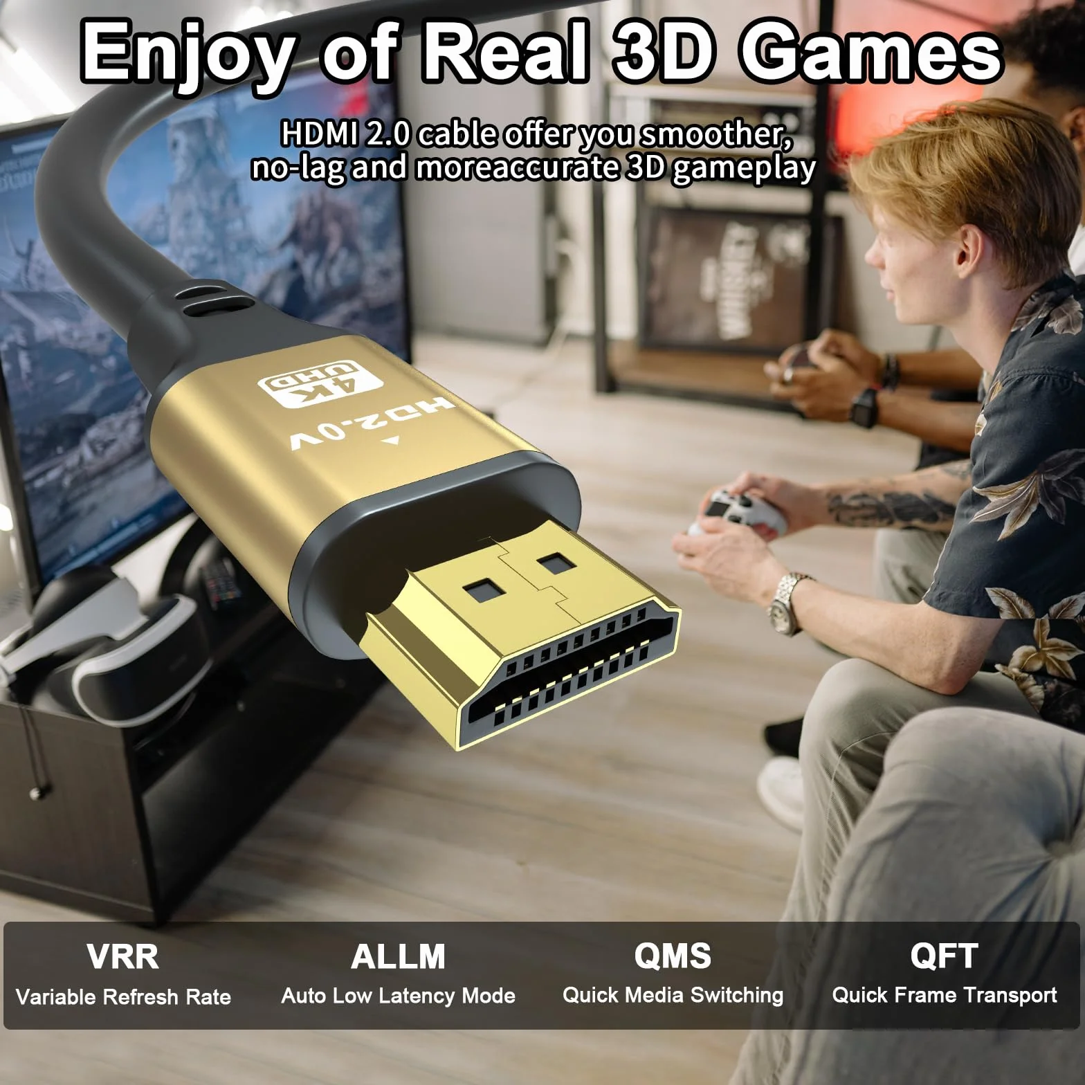 Câble HDMI 2.1 Ultra Haute Vitesse 10M 8K@60Hz 4K@120Hz Connecteurs Plaqués Or