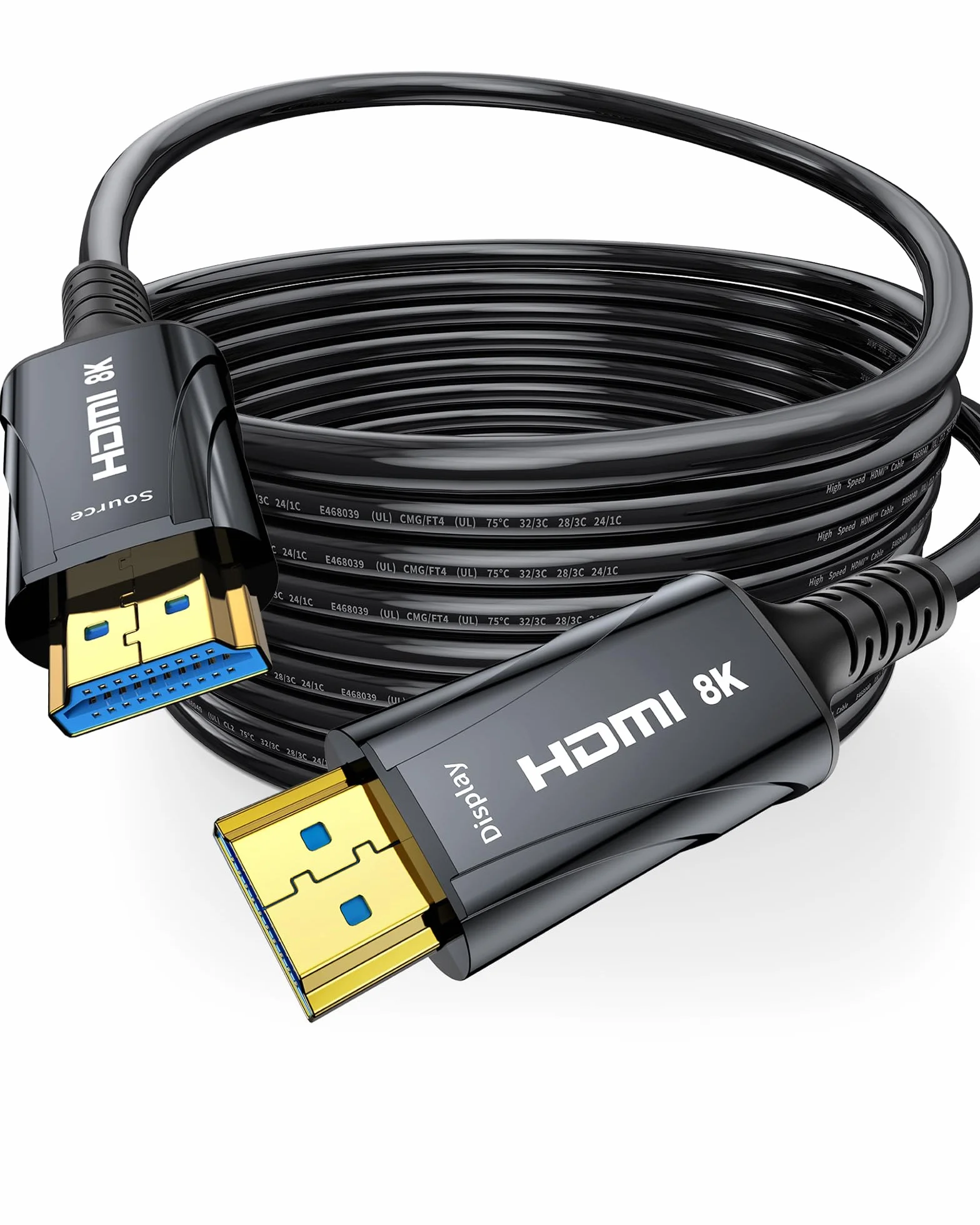 Cratree Câble HDMI Fibre Optique 15m- Câble HDMI 48gbps, 8K@60HZ, 4k@120hz, HDCP 2.2 et 2.3, hdr10, Compatible avec PS5 Blu-Ray HDTV Projecteur Moniteur