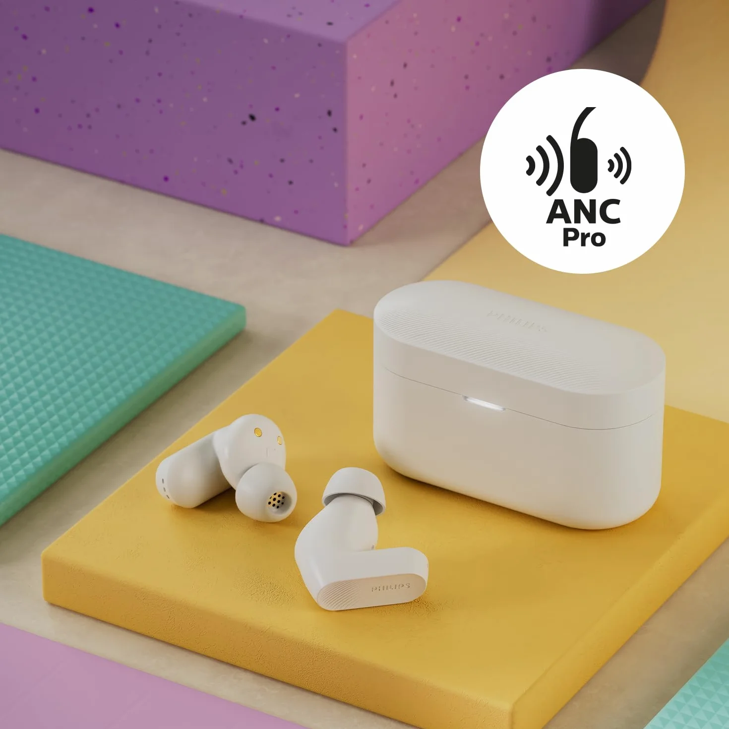 Philips TAT3509WT écouteurs Intra-Auriculaires sans Fil - Casque antibruit, Son Naturel avec Basses dynamiques, appels clairs et étui de Chargement de Poche - Blanc