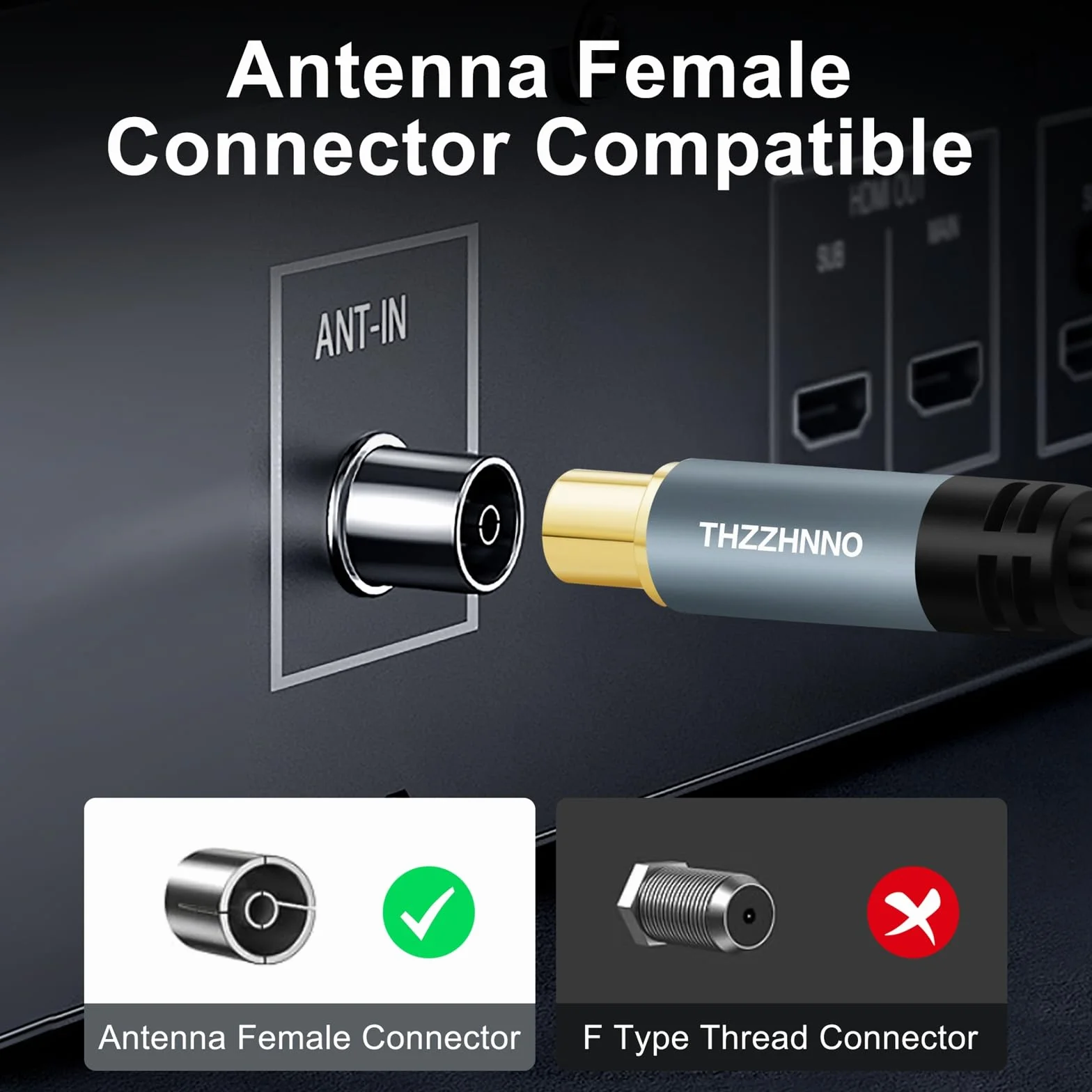 TV Antenne RG6 Coaxiaux Câble 5M, Connecteur Mâle à Mâle Plaqué or, Câble Coaxial pour TVHD, CATV, DVB-T2 /C/S, Modem Câble, Radio, Récepteur Satellite
