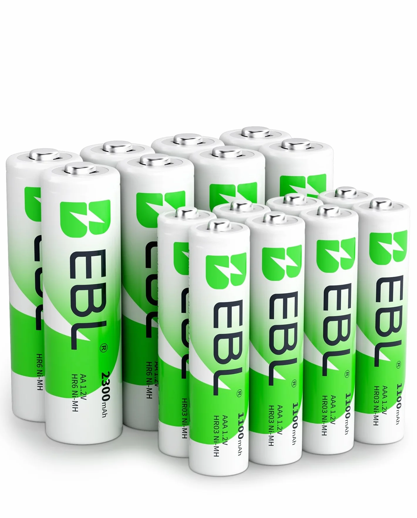 EBL Lot de 16 Piles Rechargeables AA AAA Ni-MH 1.2V HR6 HR03