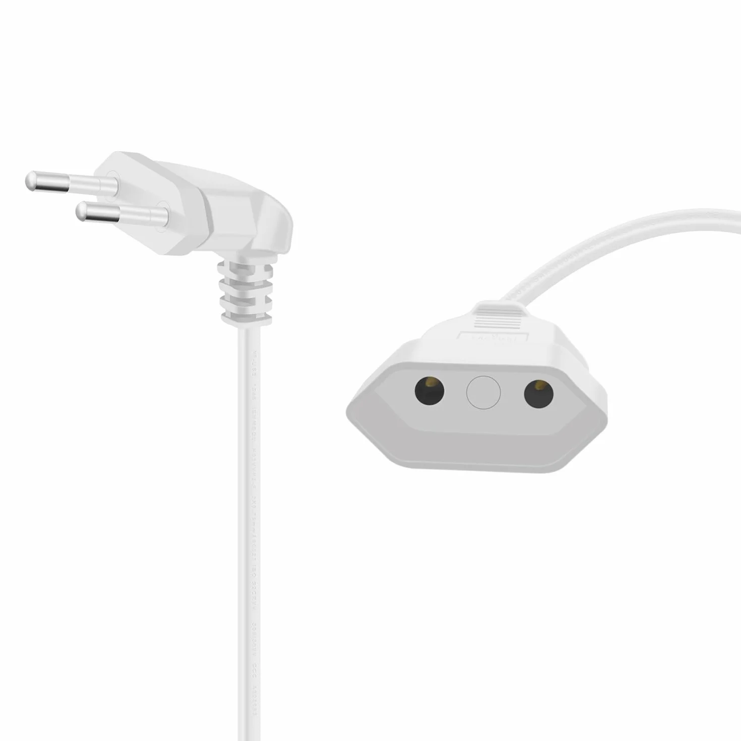 Rallonge d'alimentation Euro 2.5A 250V 625W Câble d'extension Blanc 0.3m