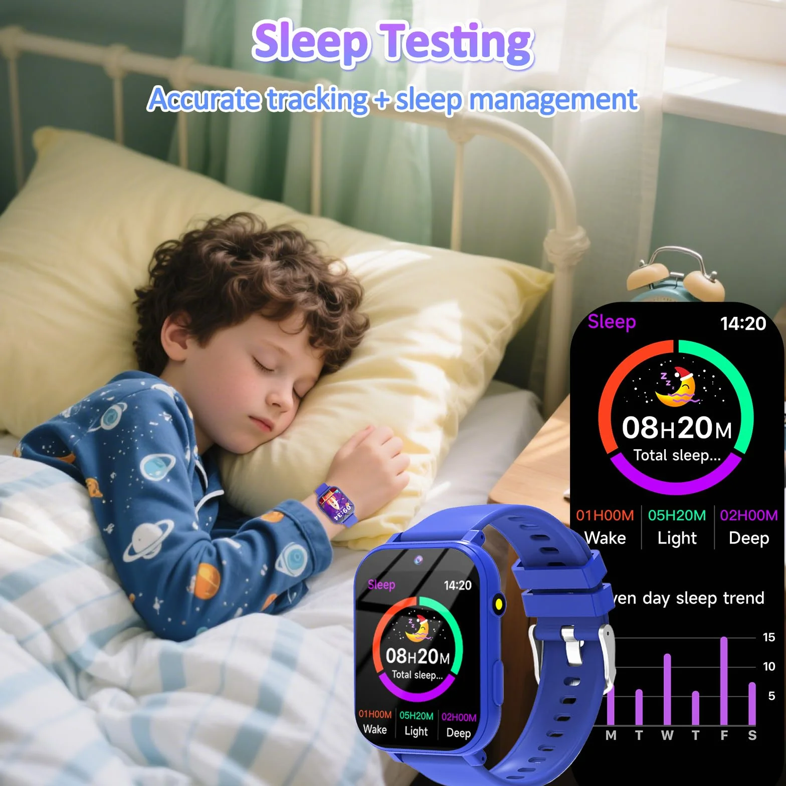 clleylise Montre connectée Enfant - Smartwatch avec 18 Jeux, Suivi de Sommeil & podomètre, caméra, Fonds d'écran dynamiques, Montre Enfant Garcon et Montre connectée Enfant Fille (Bleu)