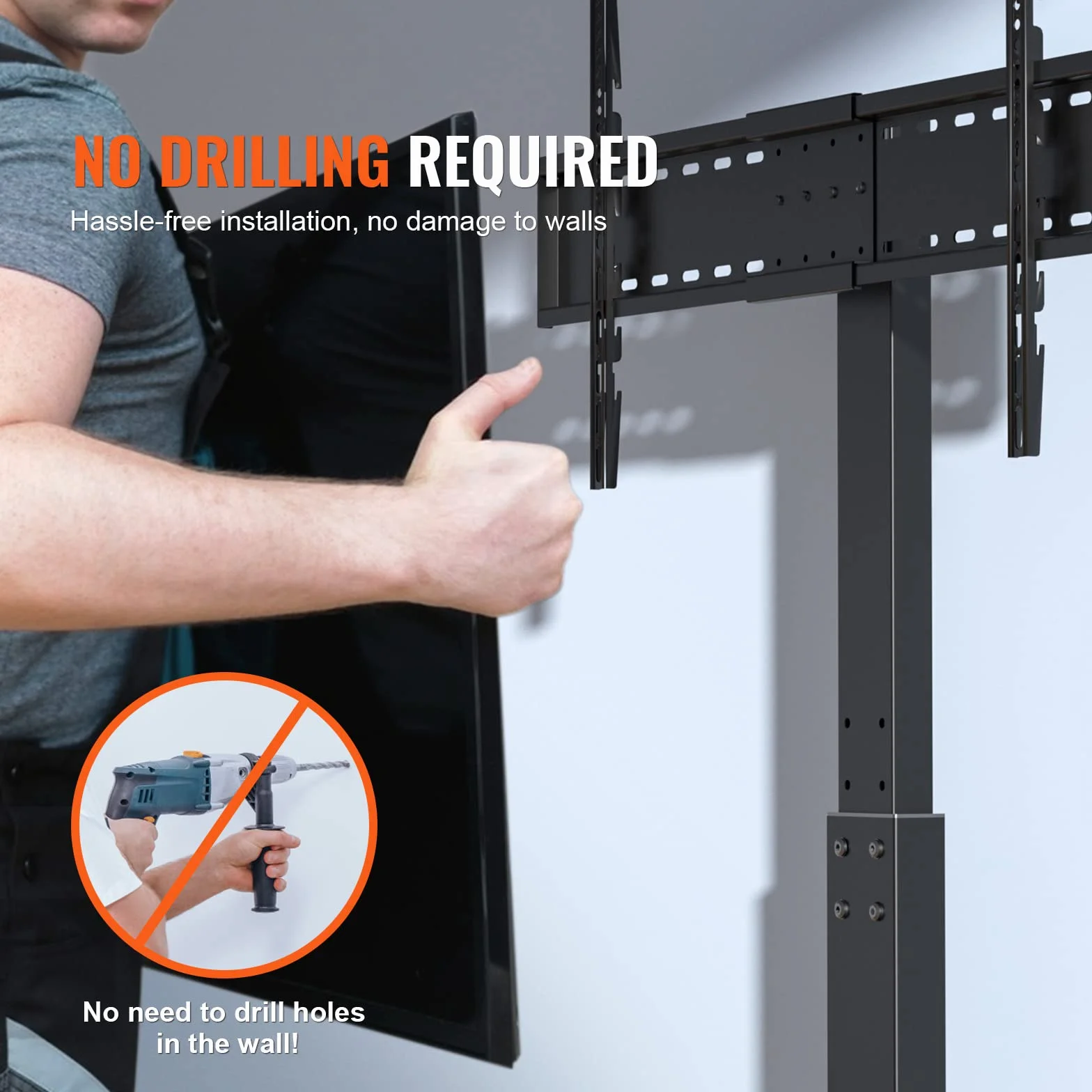 VEVOR Support TV Pivotant 81,3-216 cm, Pied Réglable en Hauteur, Charge 45 kg, VESA 400x800 mm
