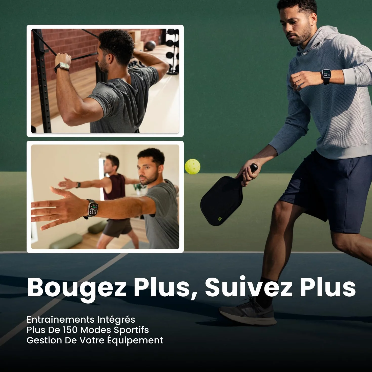 Amazfit Bip Max 50 mm Montre Connectée Écran AMOLED 2,07" Autonomie 20 Jours GPS Cartes 4 Go Stockage Tracker d'Activité 150+ Sports HYROX Android iPhone