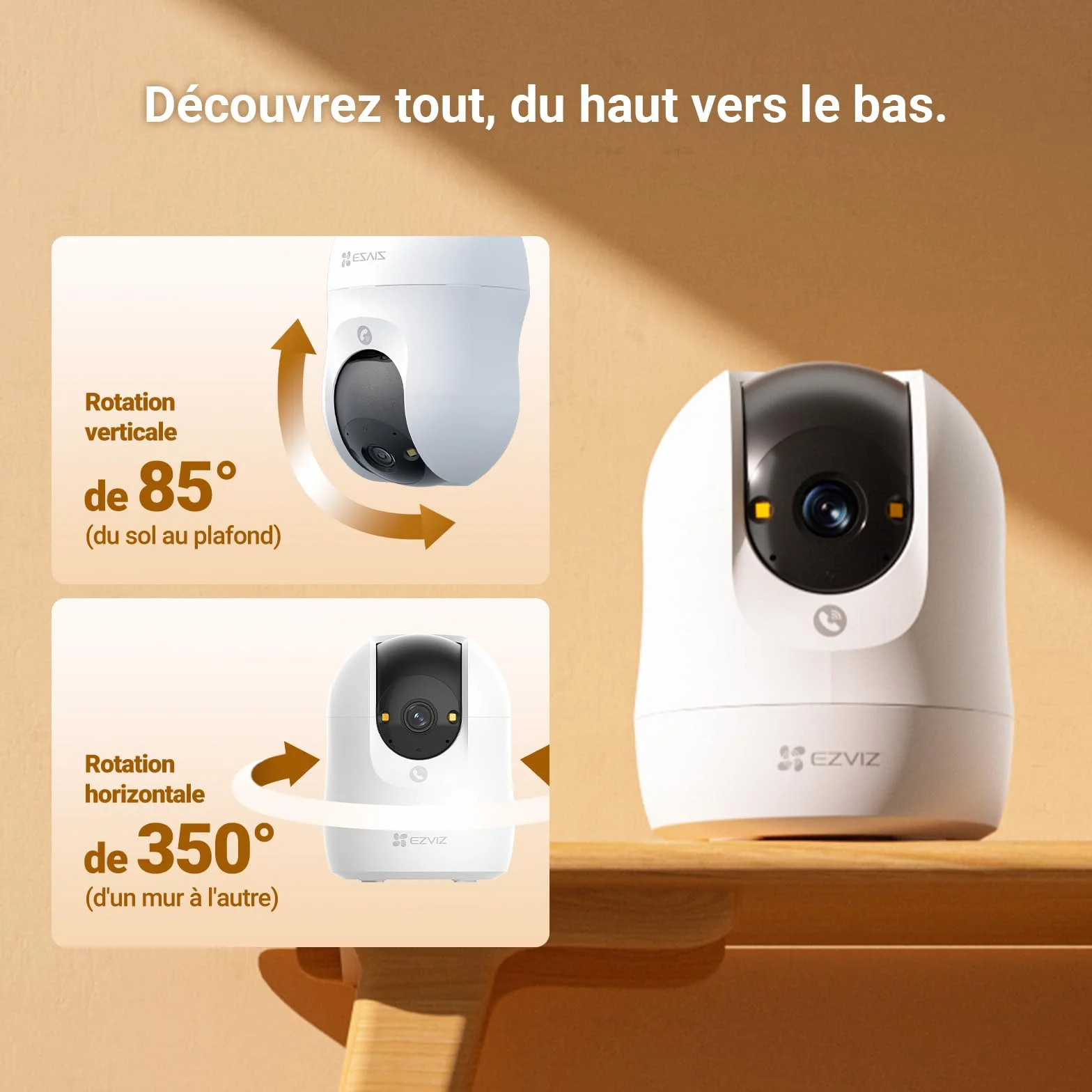 EZVIZ C6N G1 4K Caméra Surveillance WiFi Intérieure 360° Vision Nocturne Couleur WDR