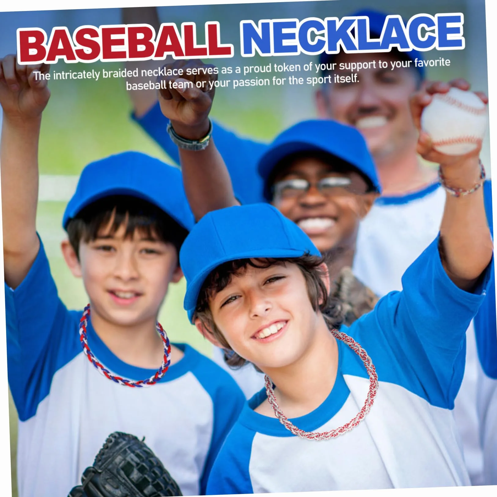 Collier Accessoires Sportifs Baseball Corde en Tressé pour Hommes 3 Pièces