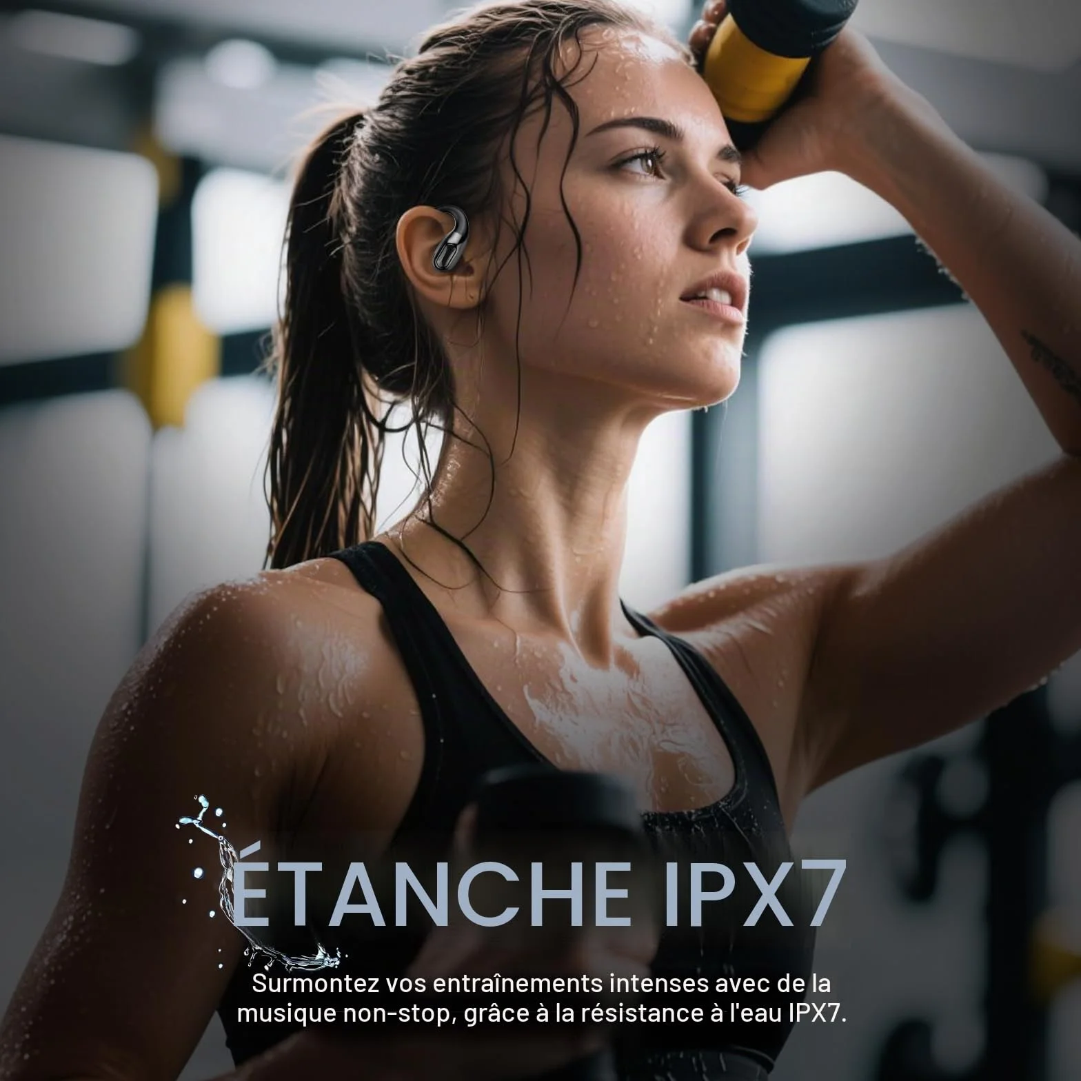 2026 Bluetooth 6.0 Open Ear Ecouteurs sans Fil Sport avec Zone de Tapotement Élargie et Crochet d'oreille Air, 60H Écouteurs sans Fil avec ENC Mic, IP7 Oreillette pour Course/Fitness/Cyclisme