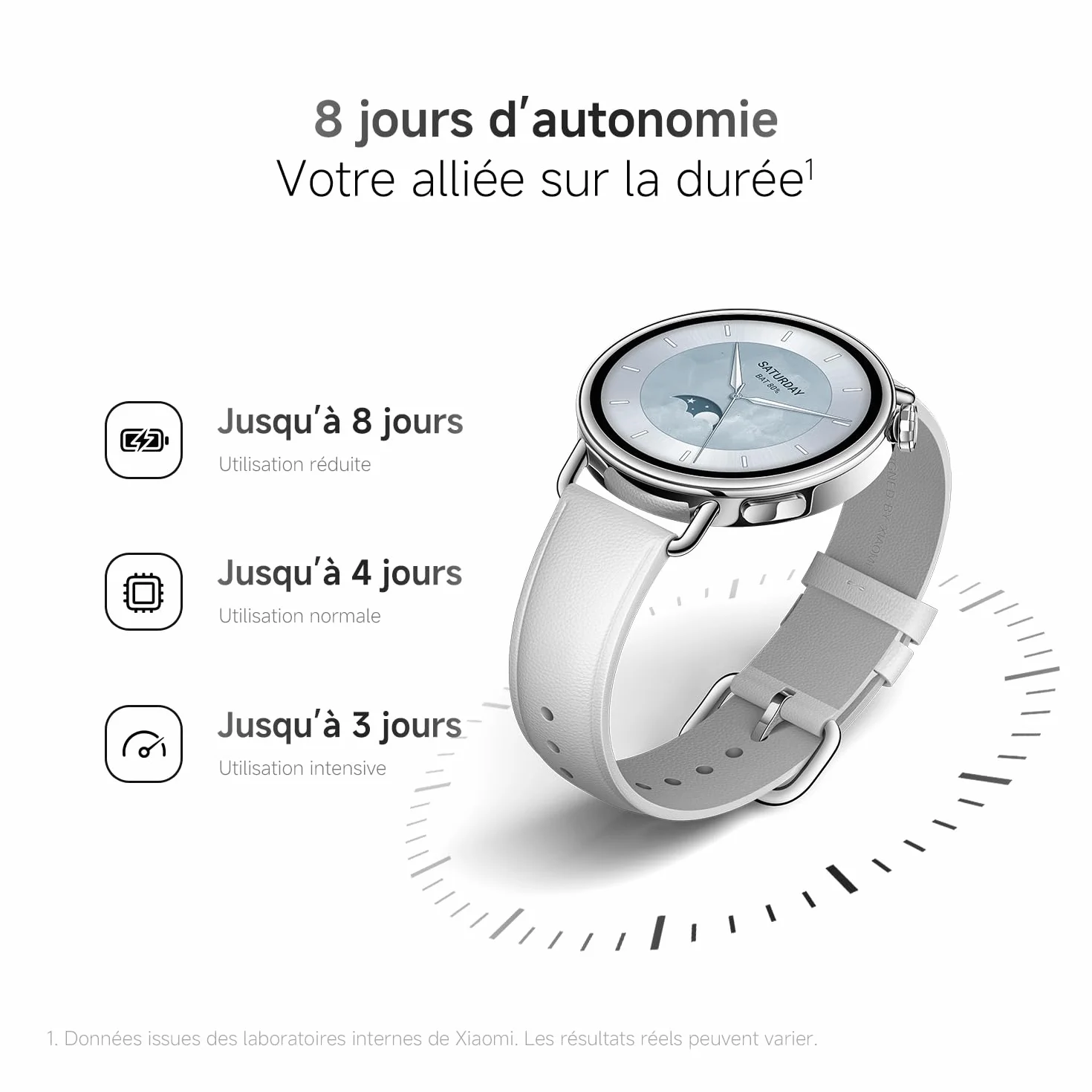XIAOMI Watch S4 41mm, Montre connectée compacte, boîtier ultra-léger 32g, prédiction cycle menstruel, 150+ modes sportifs, HyperOS 3, Bracelet Cuir Blanc