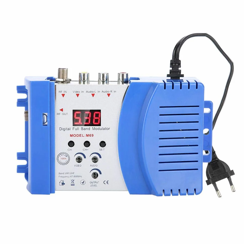 Modulateur RF Numérique AV vers RF Convertisseur VHF UHF 47-868 MHz 110-240V Prise UE Bleu