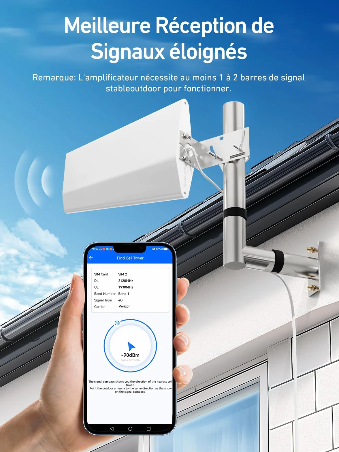 Amplificateur Reseau Mobile 5G 4G 3G LTE GSM de Signal Cellulaire de Téléphone Mobile pour Bande 28/20/8/3/1/7 Convient à Plusieurs Pièces Données Améliorées pour Tous Les Opérateurs