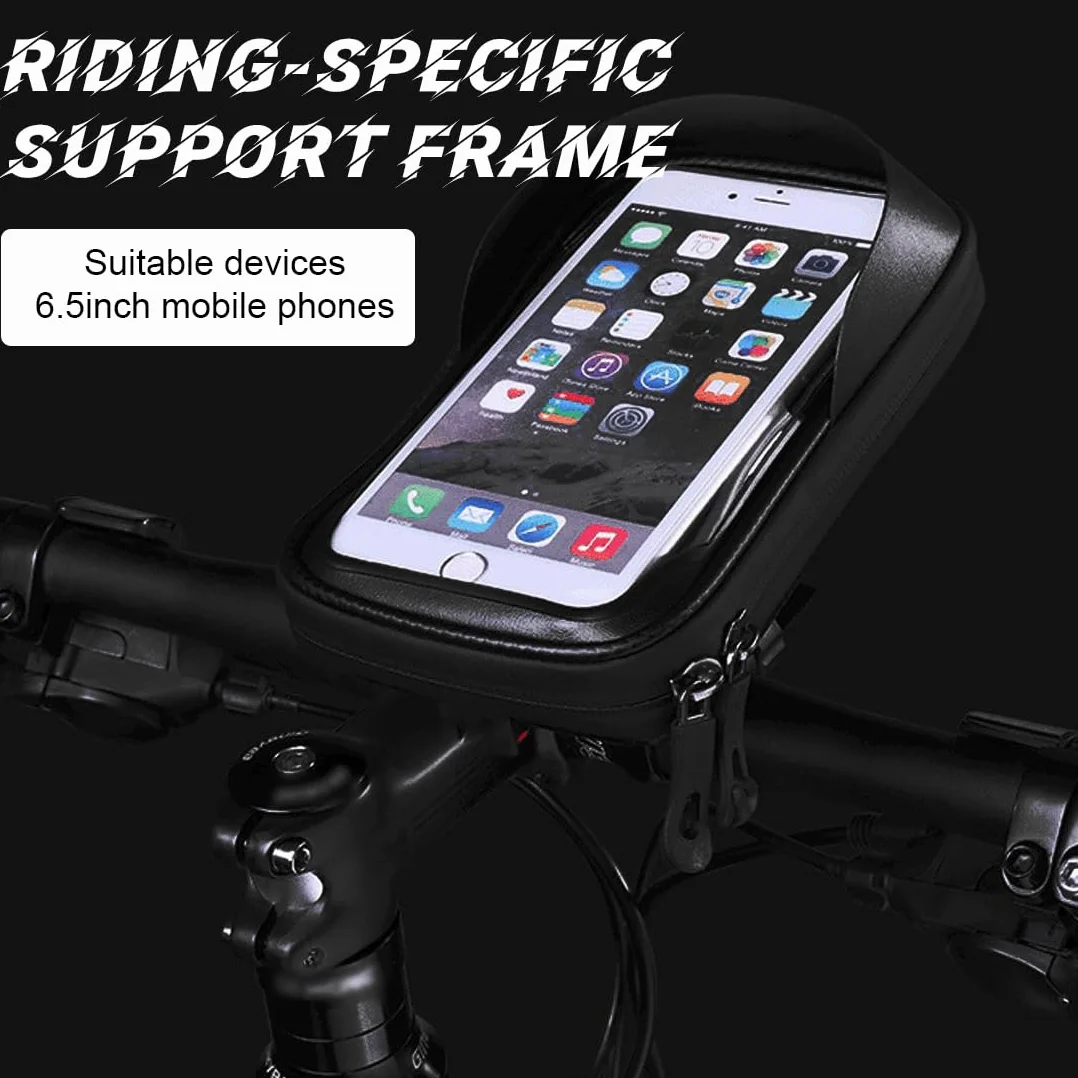 Support Téléphone Velo Etanche, Support Telephone Moto, 360° Rotation IPX6, Compatible avec VTT et Moto, Porte Téléphone Velo avec Coque Arrière Transparente, Port de Charge, pour 6.5 Pouces