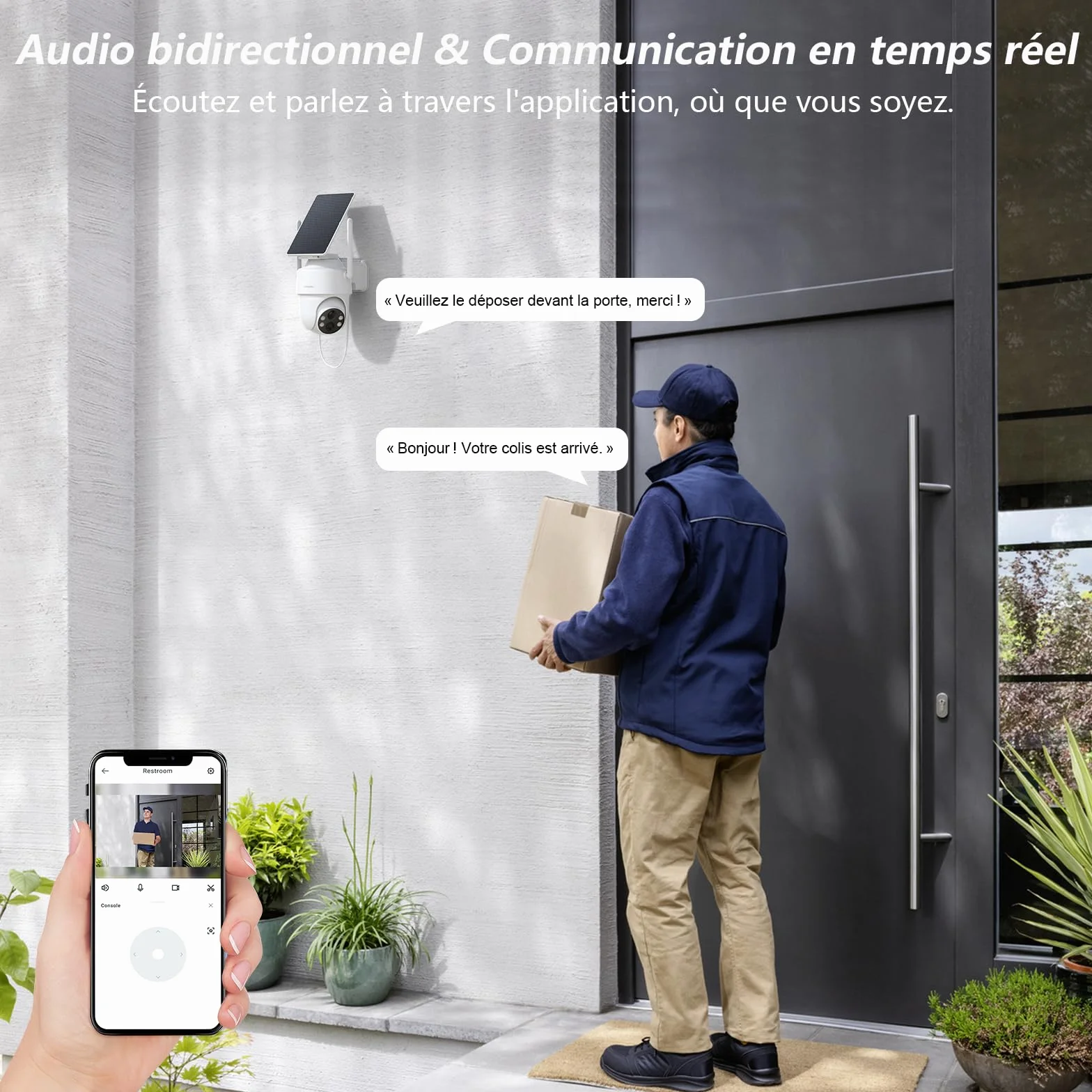 GALAYOU Camera Surveillance WiFi Exterieure sans Fil Batterie 2K Panneau Solaire 2,4GHz Alerte PIR Vision Nocturne Audio Bidirectionnel