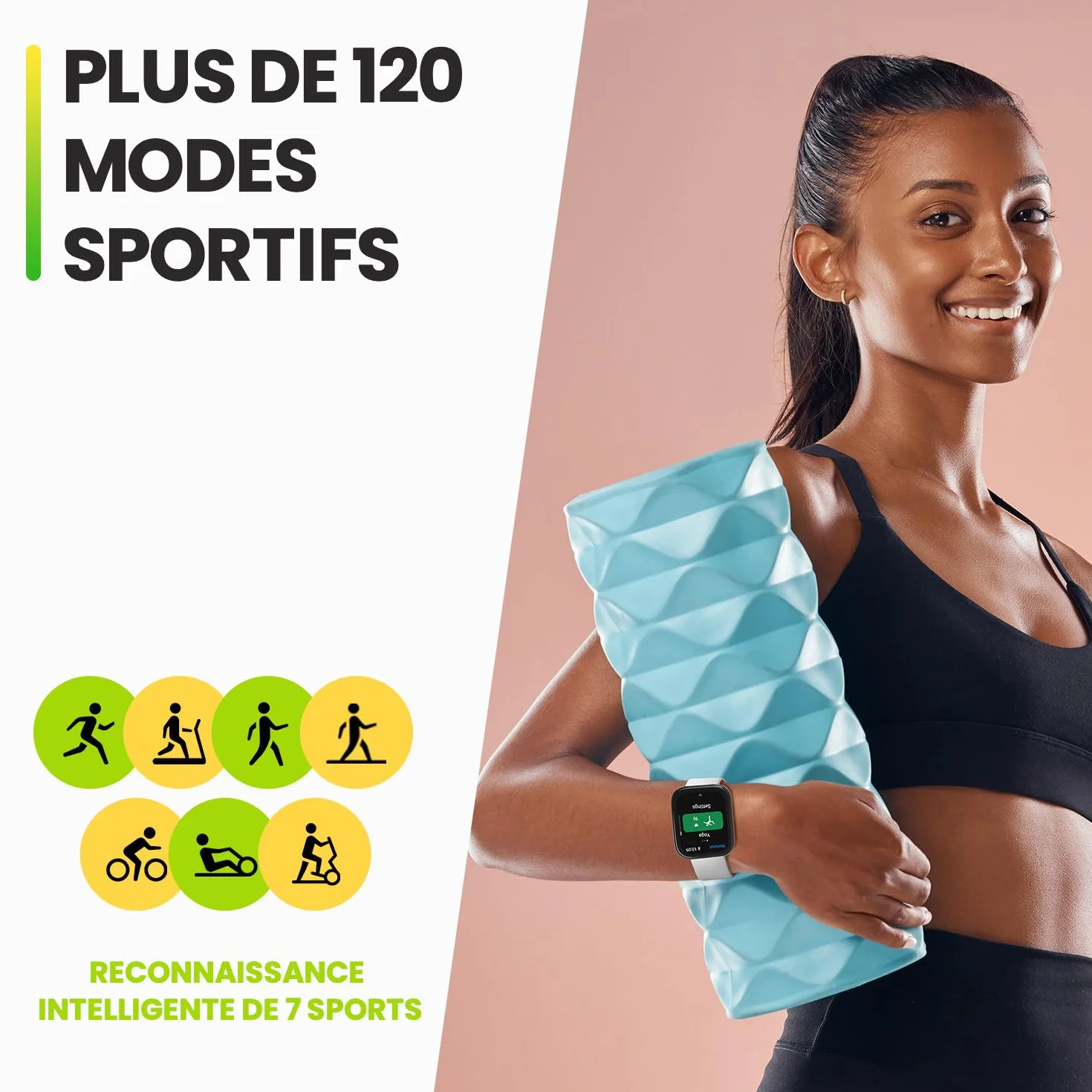 Amazfit Bip 5 Montre Connectée pour Hommes Femmes, 46 mm Grand écran, appels Bluetooth, Alexa, GPS, Batterie 10 Jours, Smartwatch pour Android et iPhone