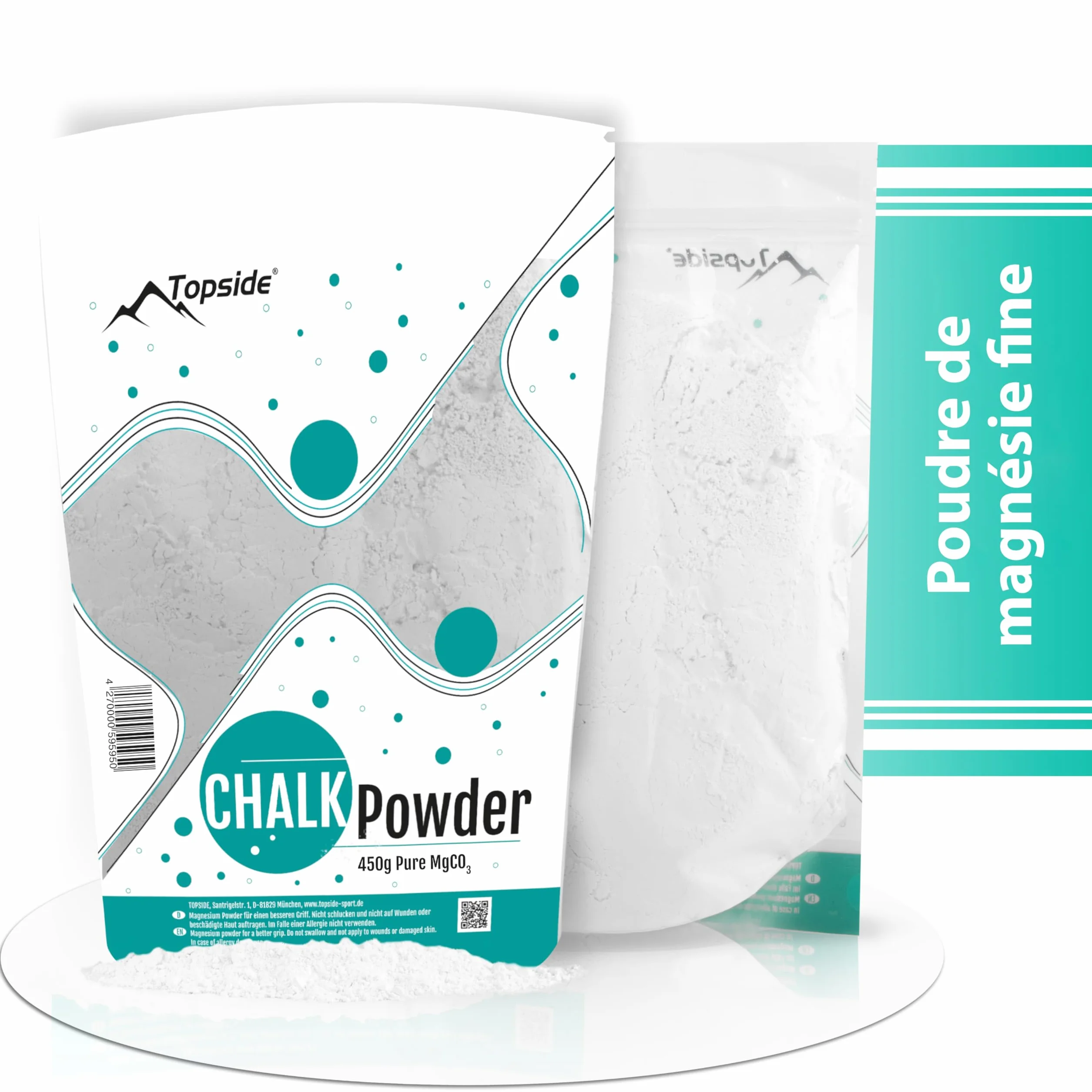 TOPSIDE Carbonate de Magnésium Poudre pour Sport Escalade Musculation Crossfit Calisthenics Grip