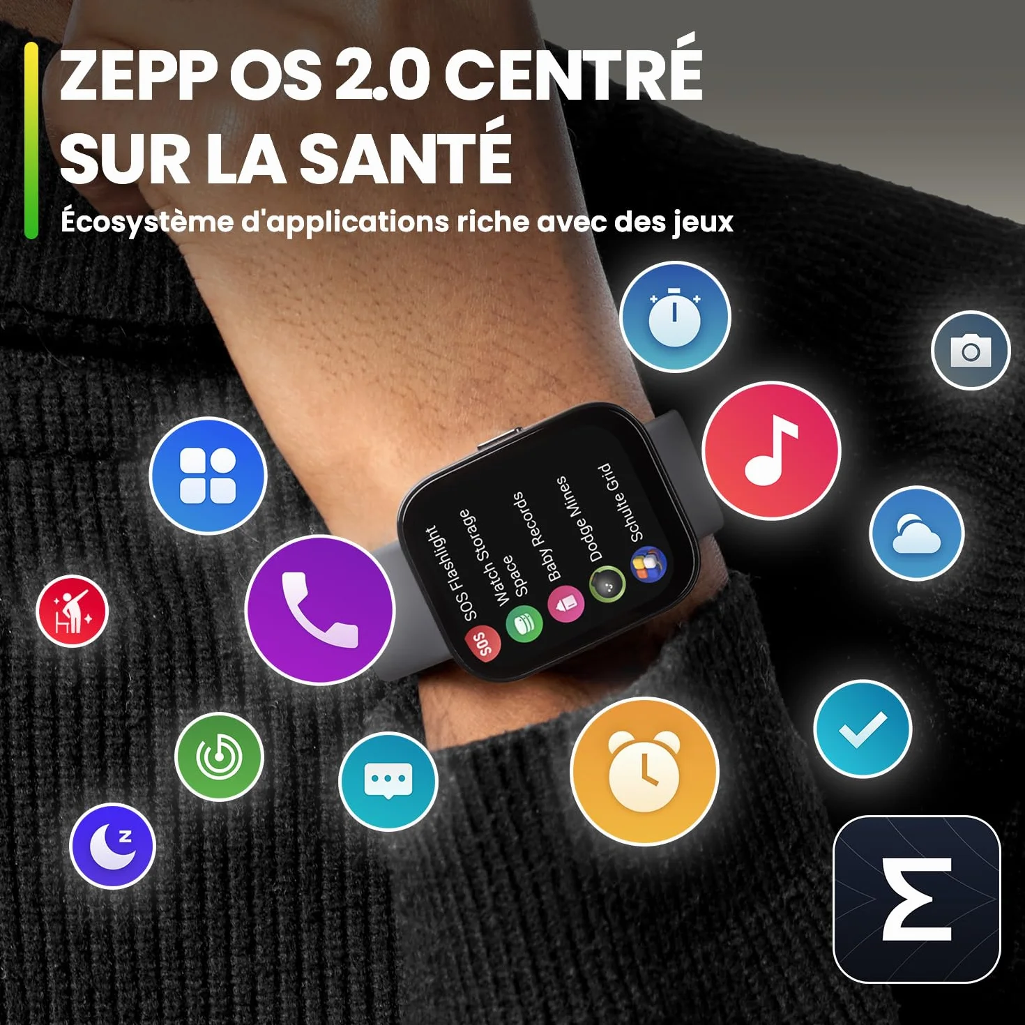 Amazfit Bip 5 Montre Connectée pour Hommes Femmes, 46 mm Grand écran, appels Bluetooth, Alexa, GPS, Batterie 10 Jours, Smartwatch pour Android et iPhone