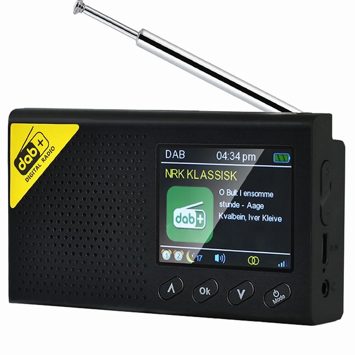Radio Dab, Dab+ Bluetooth Portable | Batterie Rechargeable ou Alimentation par câble USB-C | 12 Heures de Lecture, Affichage LCD 2.4“, Prise Casque | Double Alarme, FM, 40+ présélections