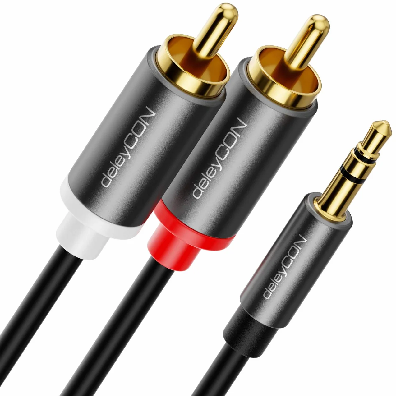 deleyCON 3,0m Câble Jack vers Cinch RCA 3,5mm Audio Adaptateur Mobile et Smartphone sur HiFi-Receiver 3,5mm AUX Prise vers Fiche Cinch (Extra fin & Flexible)