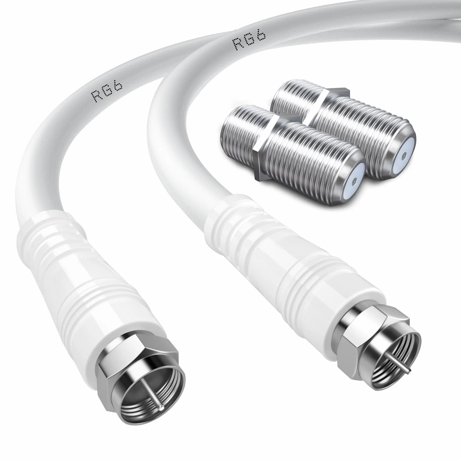 TUOLNK RG6 Câble d'antenne TV F mâle RG6 câble coaxial avec connecteur F femelle 75 Ohm, pour décodeur câble, TV, satellite, 6,6 pieds (2 M)
