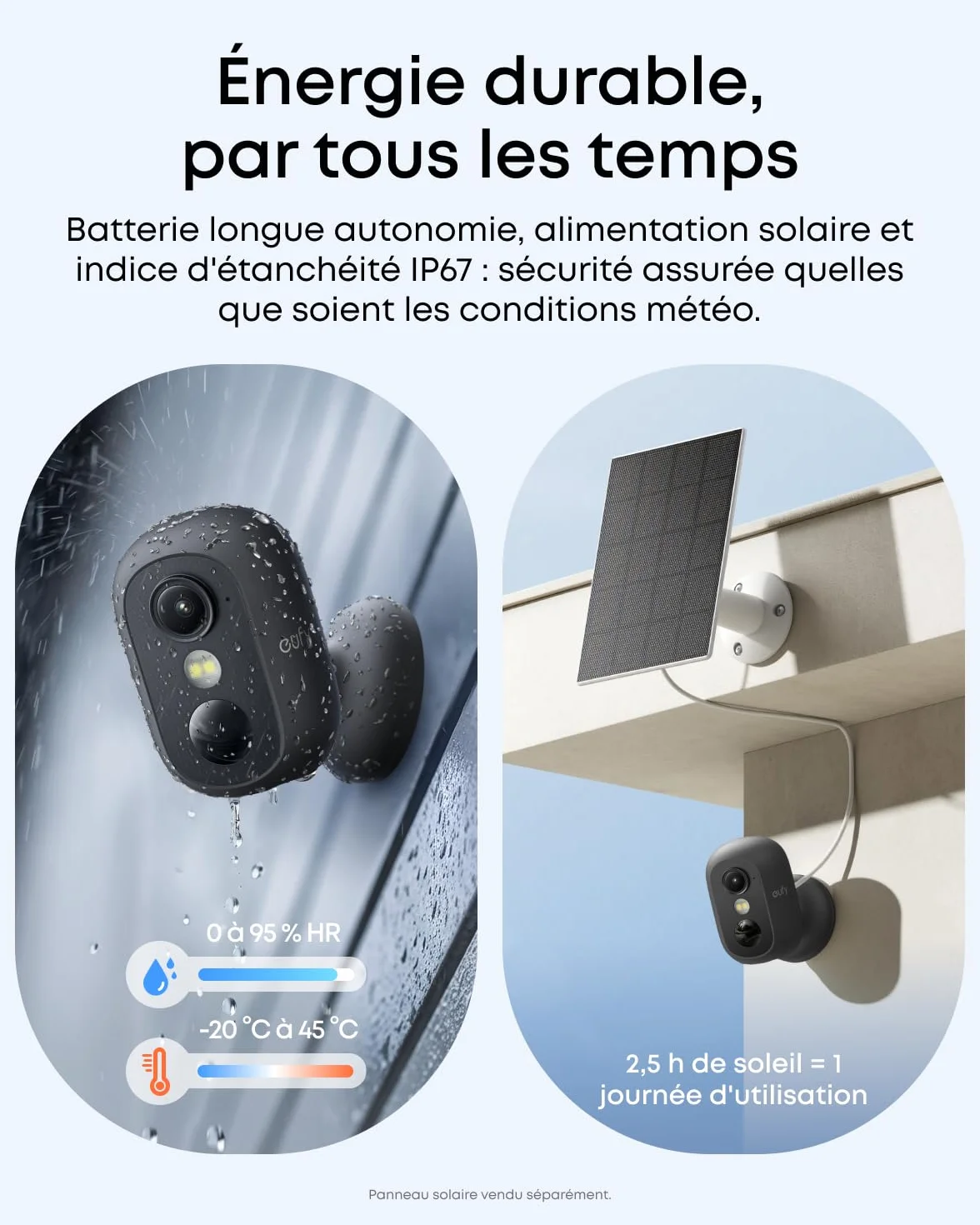eufy Security Caméra eufyCam C35, Surveillance sans Fil, intérieur et extérieur, Support magnétique, Vision Nocturne, Stockage Local, sans abonnement, IP67, Compatible Panneau Solaire, Noire