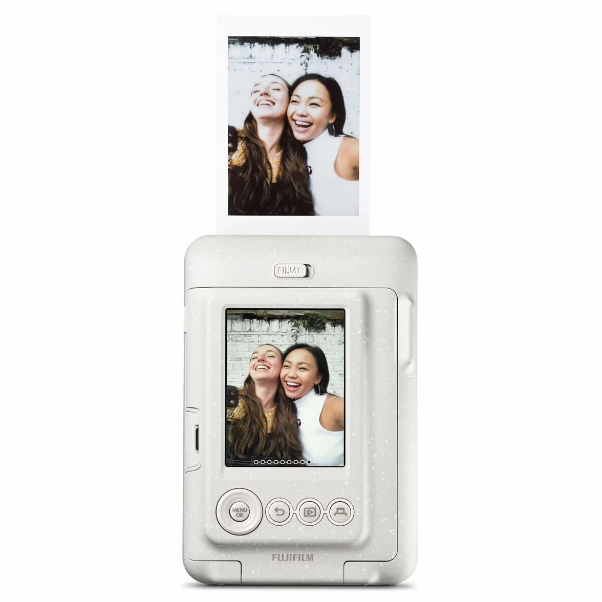 instax Appareil Photo instantané Hybride Mini LiPlay Blanc Vaporeux avec écran LCD arrière de 2,7 Pouces, Emplacement pour Carte Micro SD, Chargement USB Type-c, Film Vendu séparément