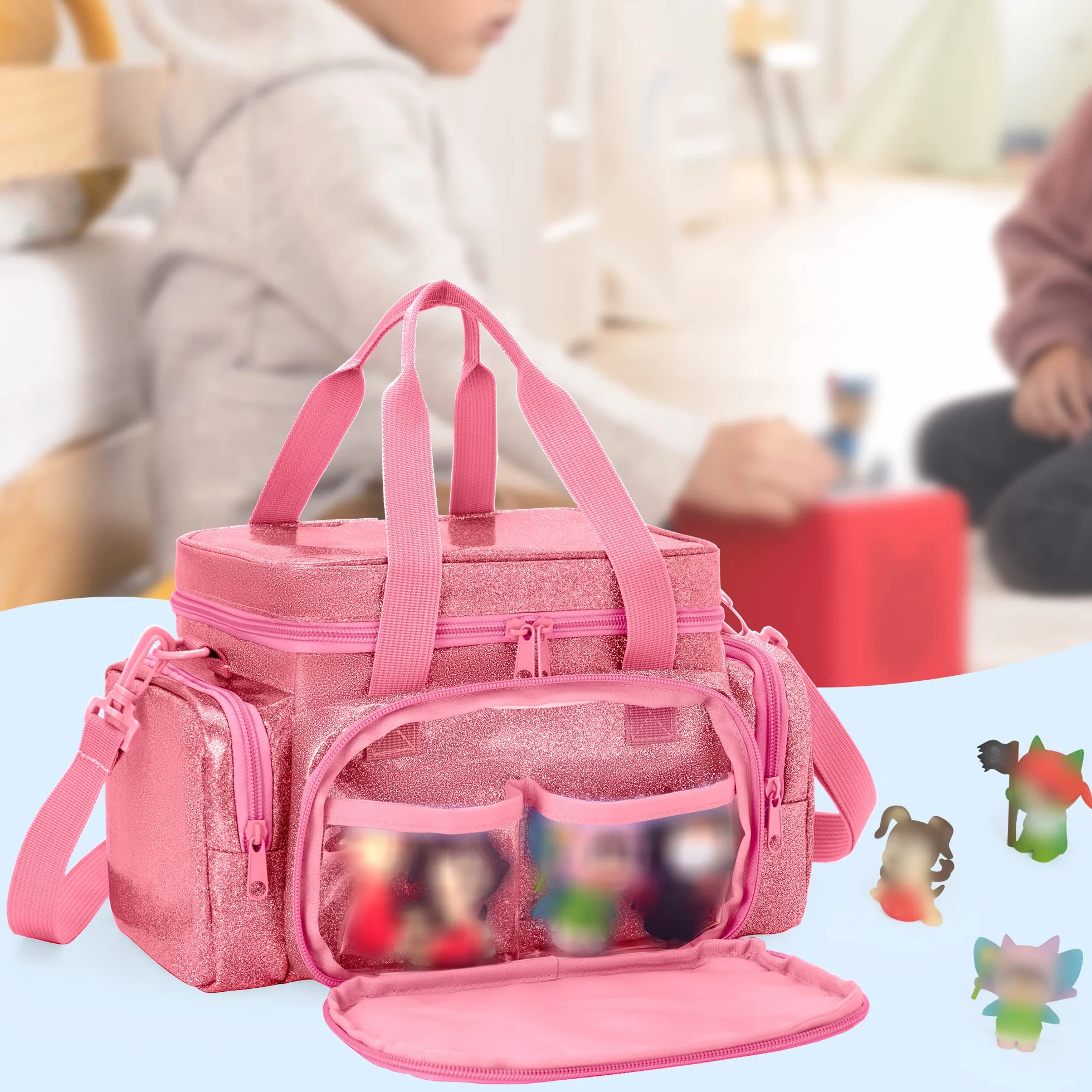 Sac de Transport Compatible Tonie 2/1 Rose, Sac de Rangement pour Lecteur Audio avec Poignée et Bandoulière