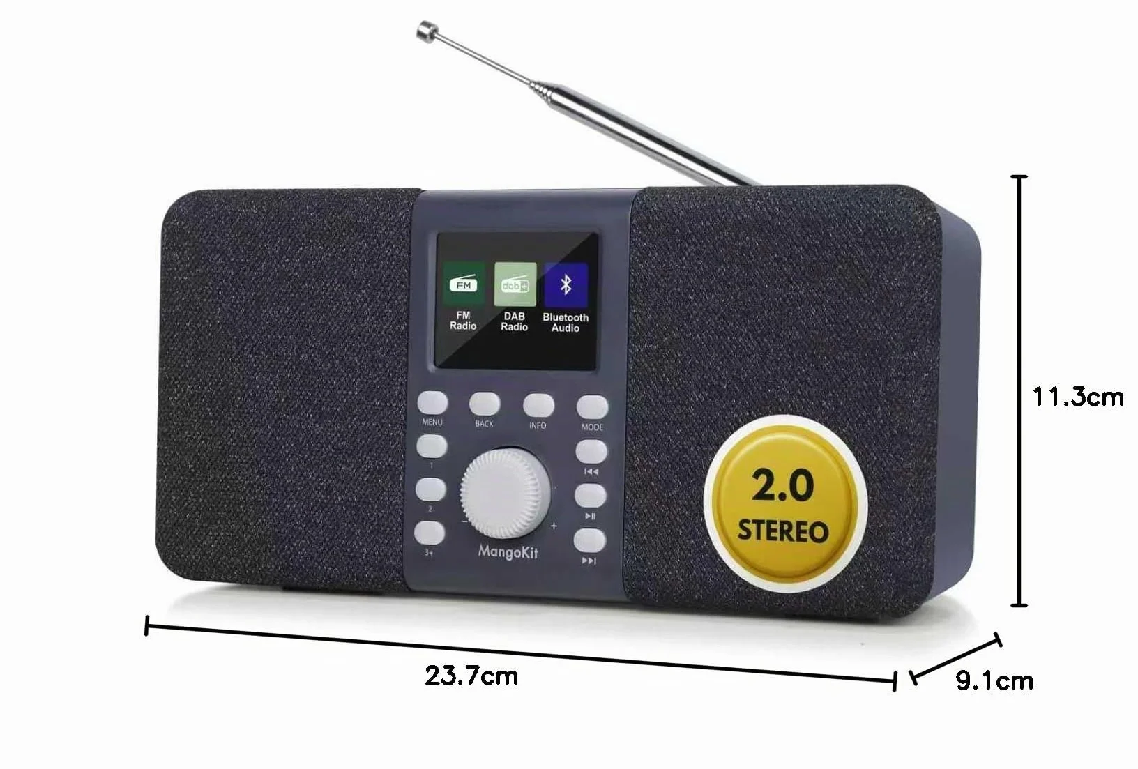 Radio Numérique DAB+ Stéréo Portable Bluetooth FM 40 Stations Préréglées Gris Foncé