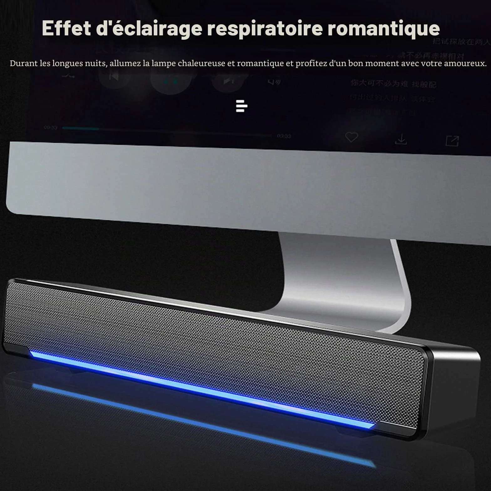 Barre de Son avec Subwoofer, Haut-Parleur Stéréo Filaire, Entrée USB/3.5mm pour PC Smartphone