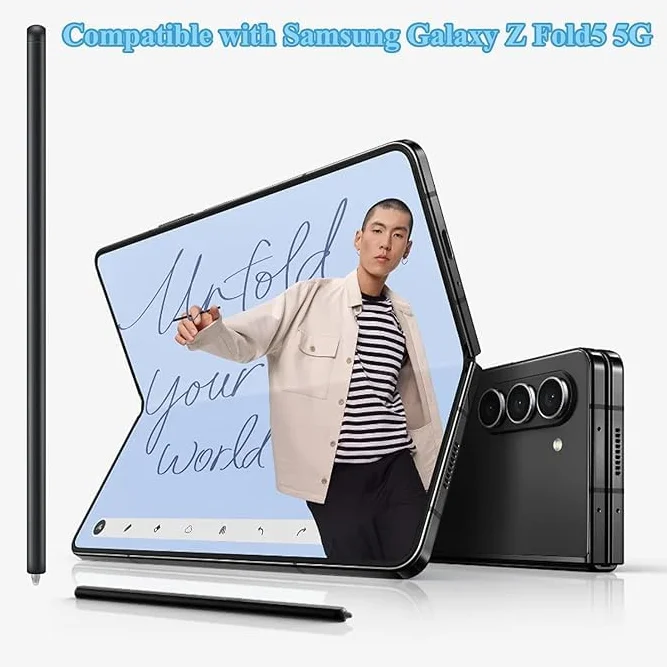 Galaxy Z Fold5 S Pen pour Z Fold 5/6 Slim S Pen pour Samsung Galaxy Z Fold5/6 5G Slim Stylet Fold Edition pour Z Fold5/6 + Pointes,sans Bluetooth. (Noir)