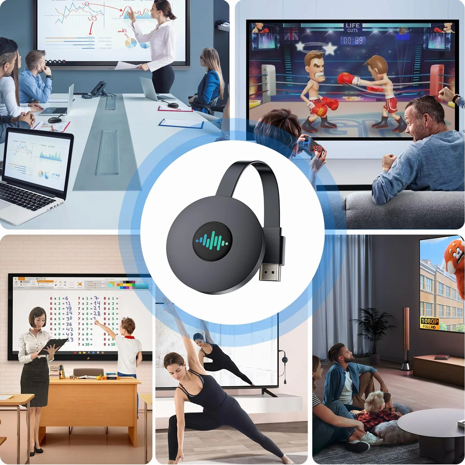 5G Dongle HDMI sans Fil, 4K Adaptateur Affichage Miracast/AirPlay/DLNA - Transmission Écran pour i-Phone, Android, Windows, Mac vers TV, Projecteur, Moniteur (Noir nacré)