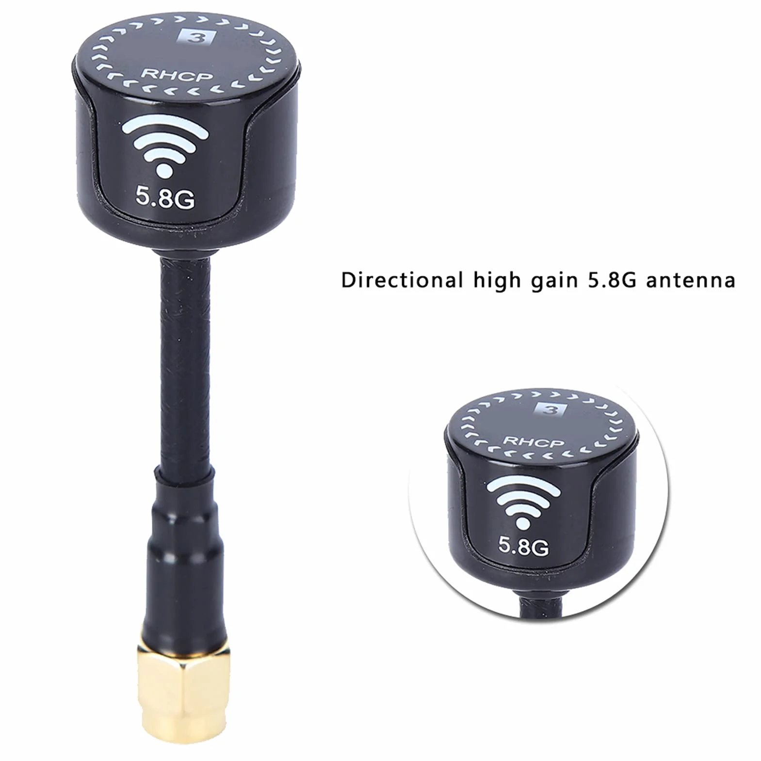 Alomejor Antenne à Gain élevé 5.8Ghz 3dBi RHCP Installation Flexible Fort pour FPV Racing Drone RC Pièces Accessoire (N-oir)