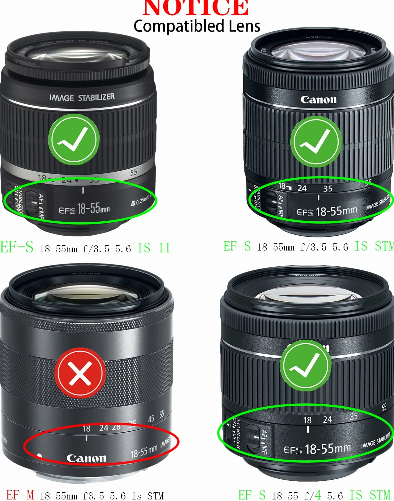58mm Bouchon d'Objectif Cache Objectif pour Canon EF-S 18-55mm f/3.5-5.6 is II/STM/f/4-5.6 is STM Kit sur Canon EOS 4000D 2000D 1300D 1200D 850D 800D 760D 750D 700D 650D 600D 550D 500D 300d 250D 200D