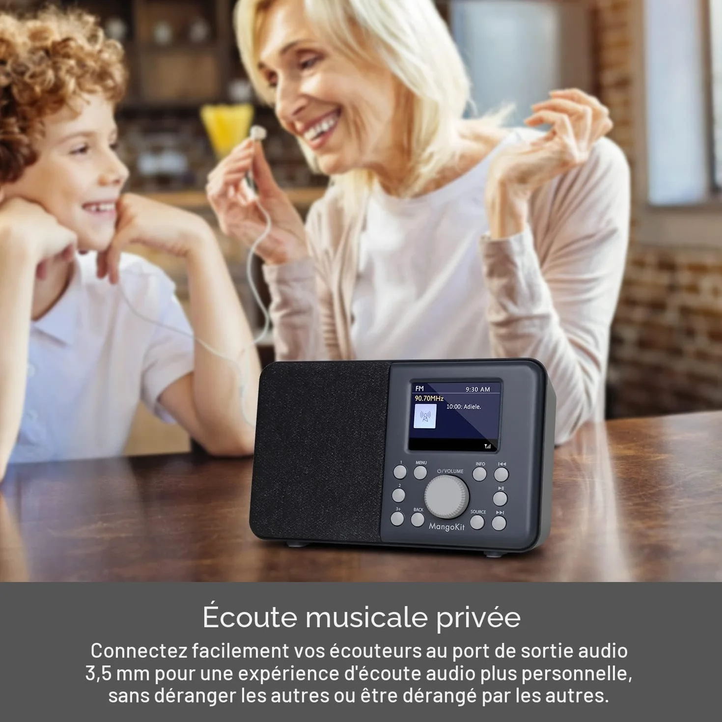 MD3 Radio Numérique Portable Dab/Dab+ et FM, Haut-Parleur Bluetooth, 40 Stations préréglées, alarmes et Horloge, Fonction Snooze, écran Couleur, Alimentation sur Piles ou sur Secteur-Charbon