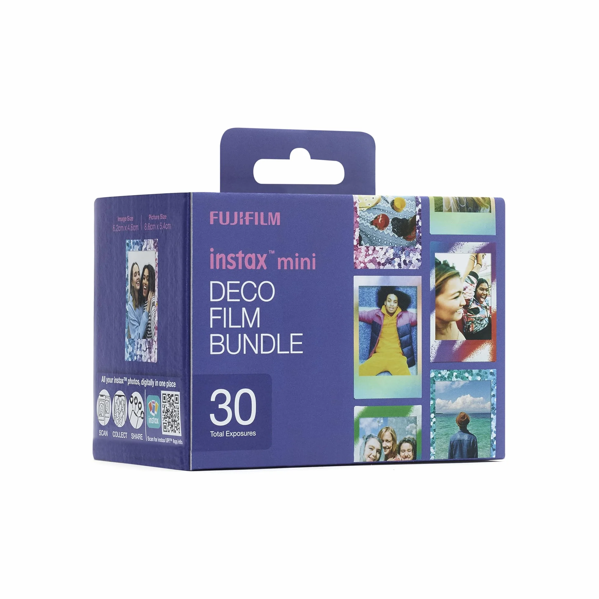 instax Mini Deco Film Bundle, 30 Films Comprenant 1 Pack de 10 Films de Chaque Produits avec Bordure Confetti, Mermaind Tail et Spray Art