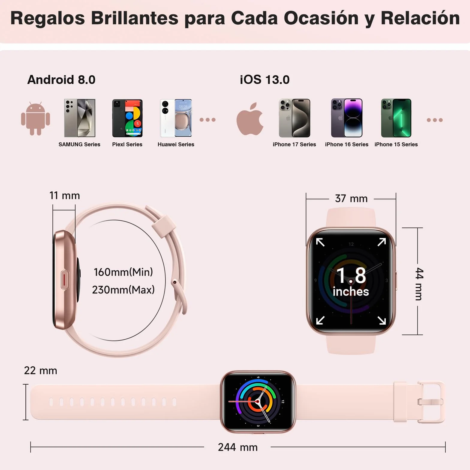 Montre Connectée Femme Smartwatch 1.8" Appel Bluetooth Alexa IP68 Podomètre Calories