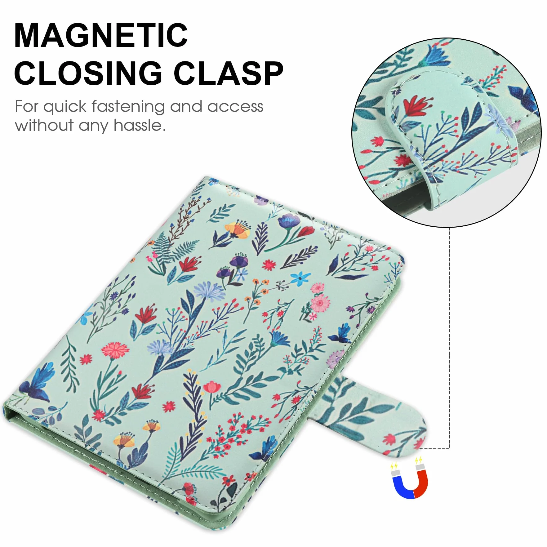 HoYiXi Universel Étui pour 6" Paperwhite /6" Kindle 2025 & 2019 Compatibilité Kobo/Voyaga/Pocketbook/Tolino eReader,Étui de Protection pour eReader 6 Pouce avec Porte-Cartes Intégré,Fleur 1