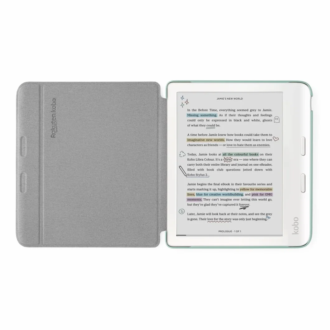Étui SleepCover Basique pour Kobo Libra Colour | Vert Jardin | Technologie de Mise en Veille/réveil | Cuir végan | Compatible avec la liseuse Kobo Libra Colour 7"