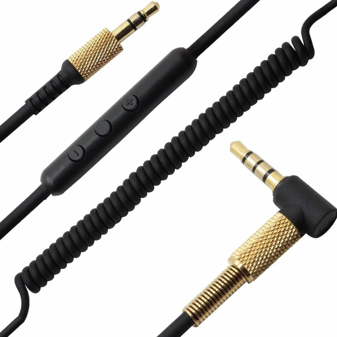 POFET Câble audio de rechange pour casque Marshall Major II 2 avec contrôle du volume pour microphone à distance pour casque, ordinateur portable, smartphones