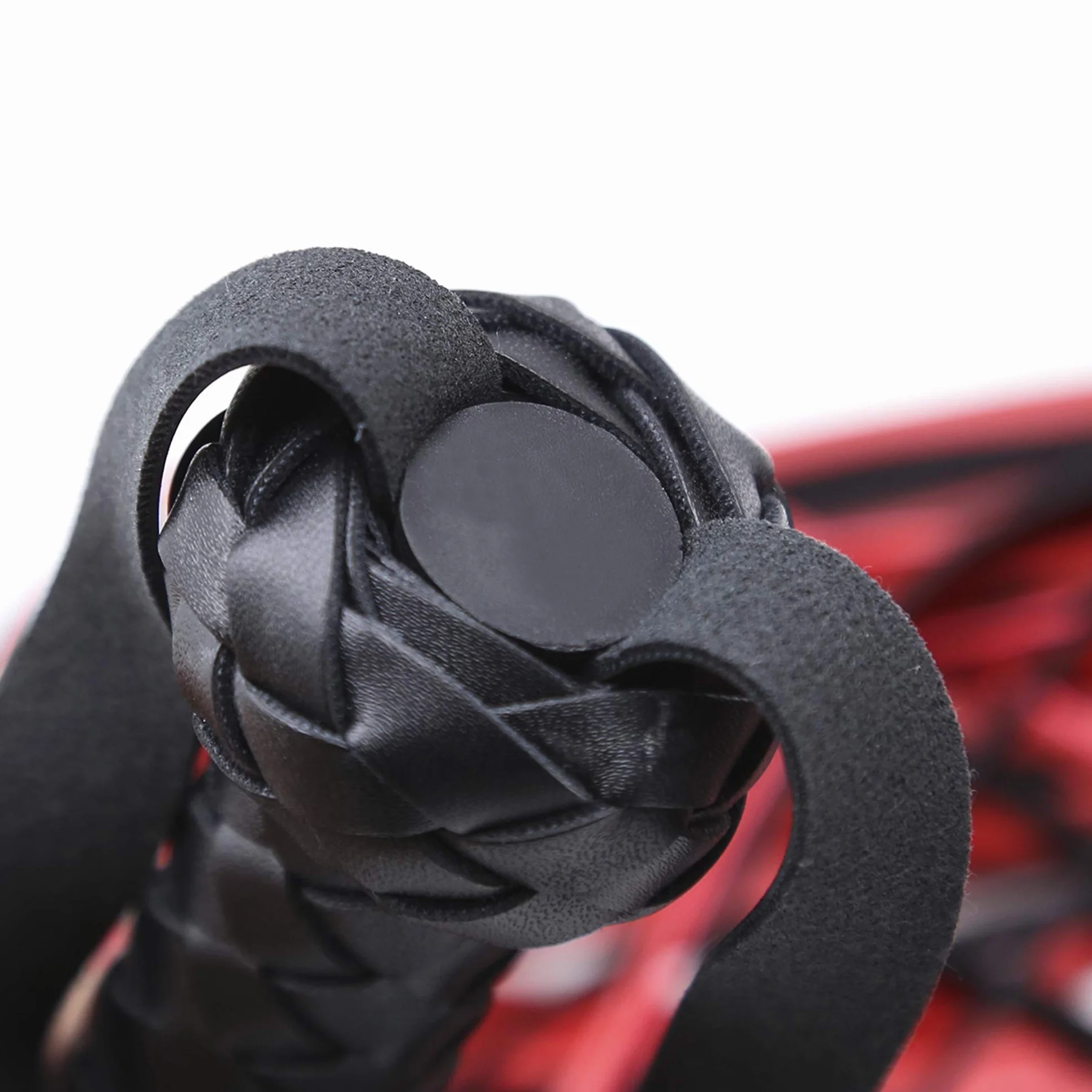 Cravache en Faux Cuir pour Équitation Fouet Souple Rouge-Noir