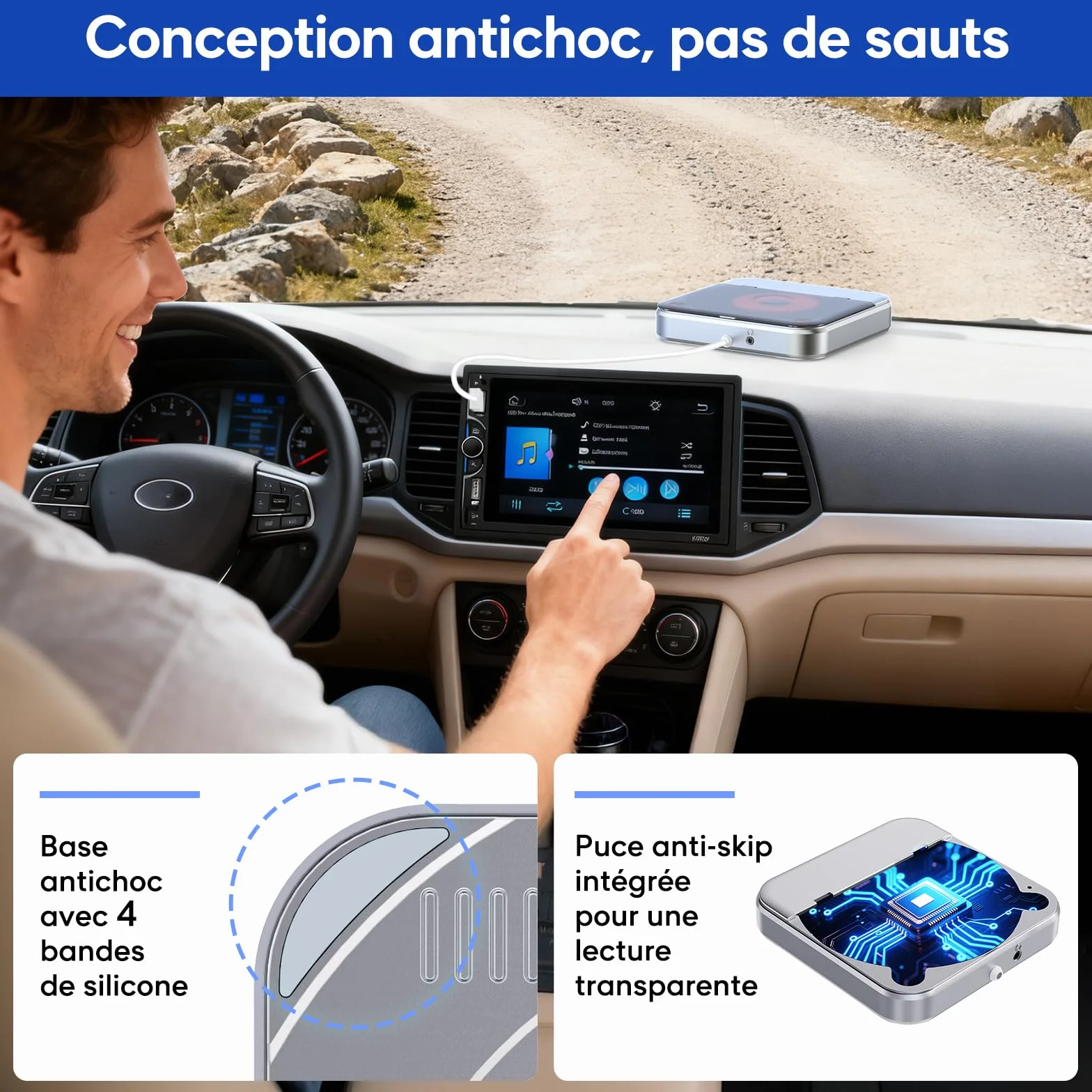 Lecteur CD Voiture USB CENXINY Externe Universel AUX Adaptateur USB-C Câble 1,5 m
