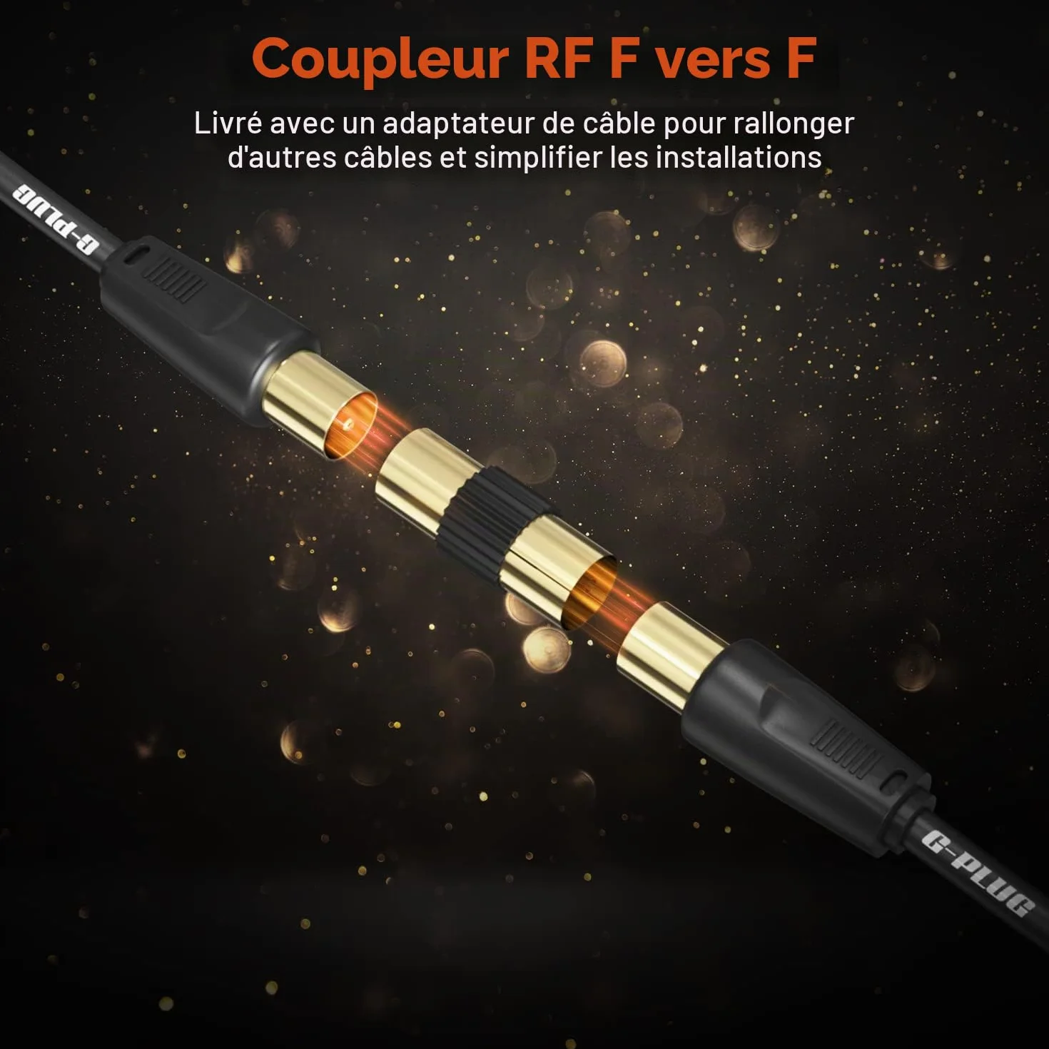 Câble d’Antenne TV 2m Angle Droit Coaxial Mâle-Mâle avec Adaptateur Connecteurs RF Plaqués Or