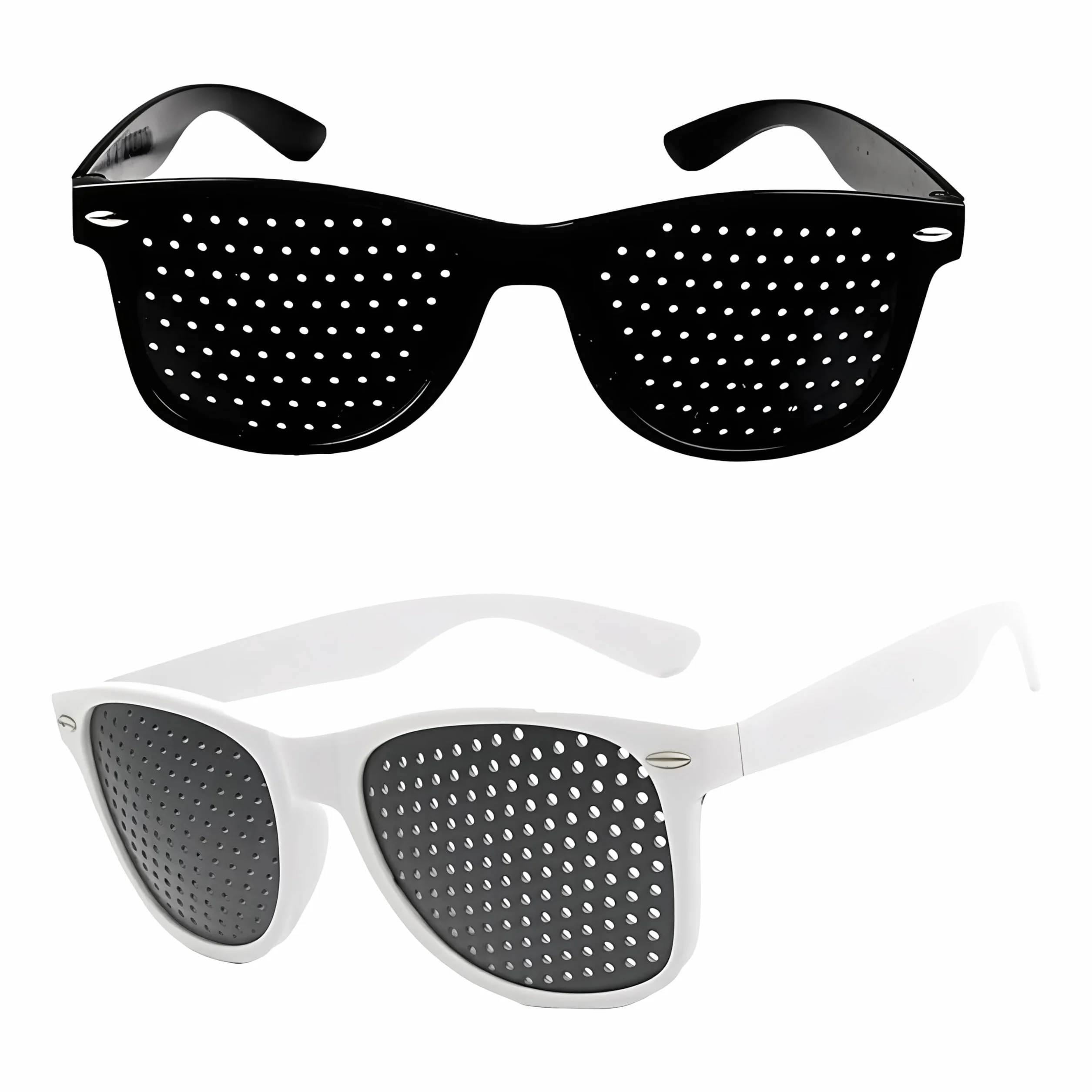 Lunettes Sténopéïques à Grille Optique pour Repos des Yeux, Réduction Fatigue Visuelle, Blanc/Noir