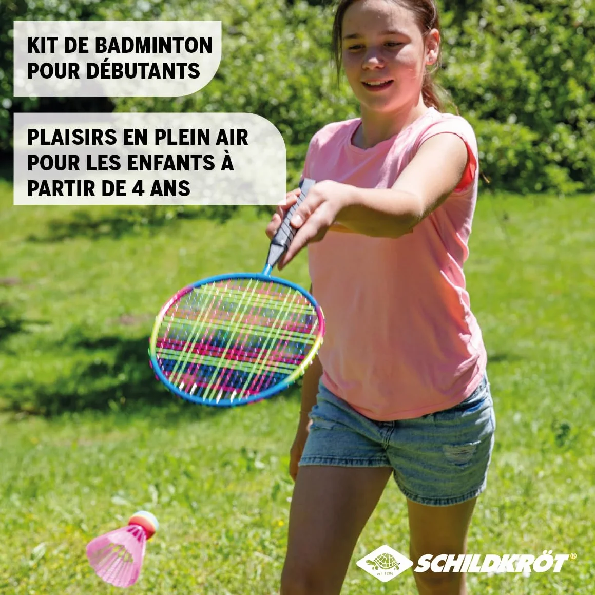 Schildkröt Set de Badminton Junior 2 Raquettes 45,5 cm 2 Volants Housse