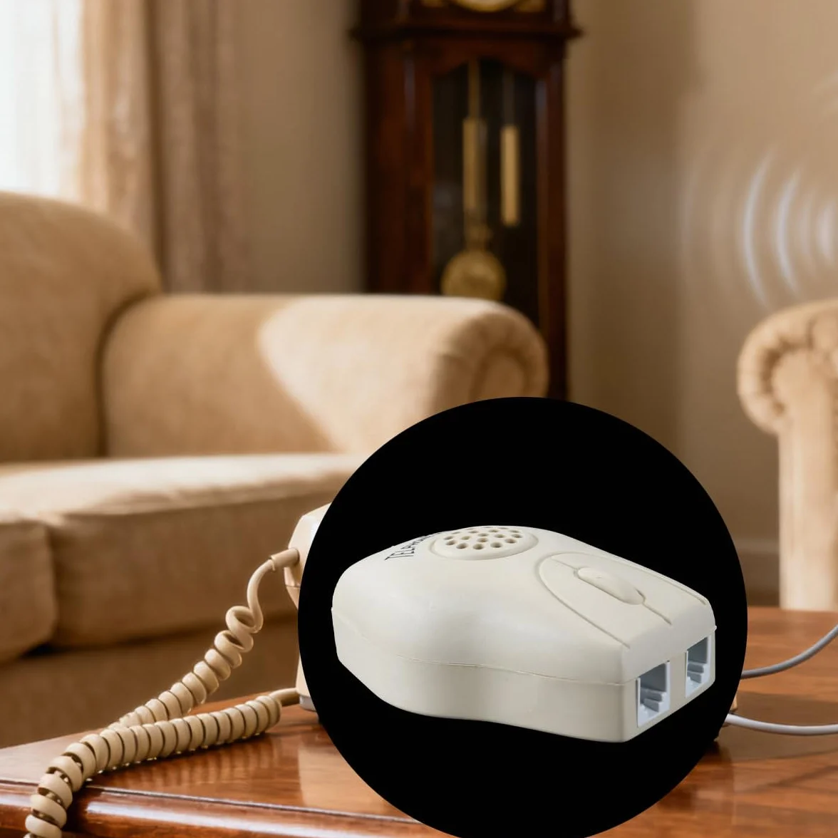 Ausi Amplificateur de Sonnerie téléphonique, Boost jusqu'à 105 DB avec Notification Lumineuse pour téléphones Fixes, Montage Mural, idéal pour Les environnements bruyants et malentendants