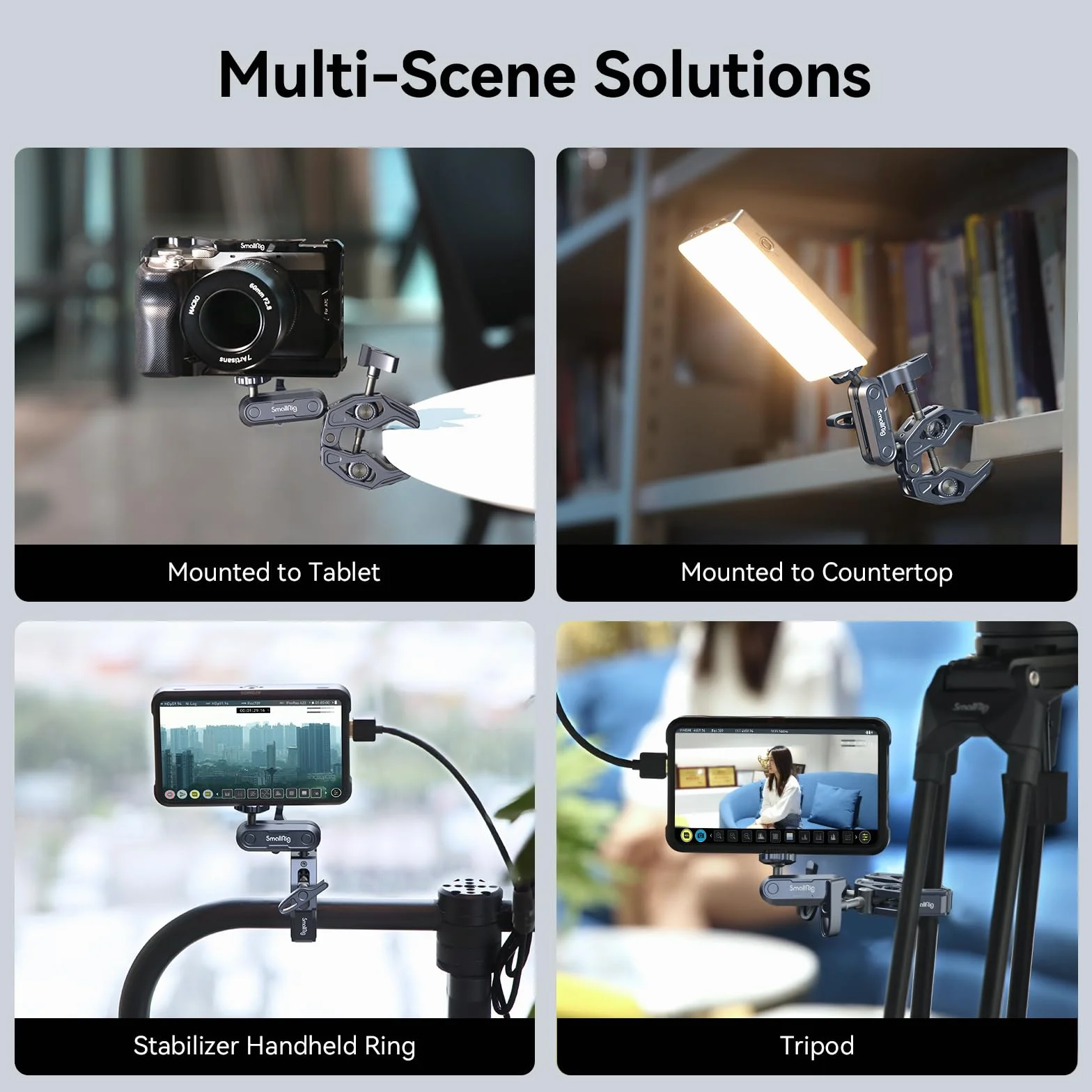 SMALLRIG Super Clamp Ballhead Magic Arm Pince de Caméra, Pince de Moniteur en Forme de Crabe avec 1/4"-20, 3/8"-16 Trous Filetés pour Caméras d'action, Moniteurs, Lumières LED, Microphones- 3757B