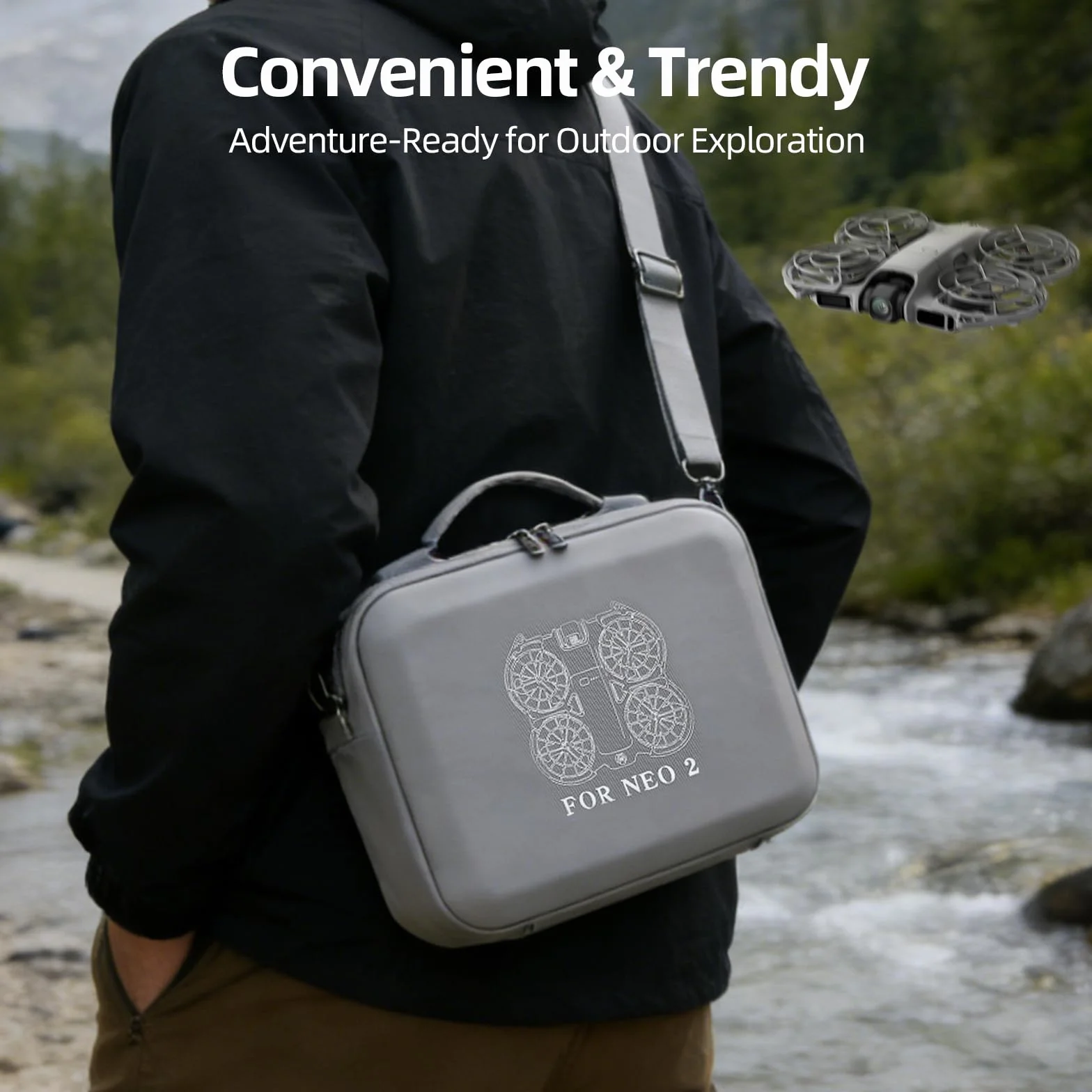 Sac DJI Neo2 Drone, Sac de Transport pour DJI Neo2 No RC Portable Fly More Combo Sac Rangement Drone de Voyage avec Sangle de Transport, Gris
