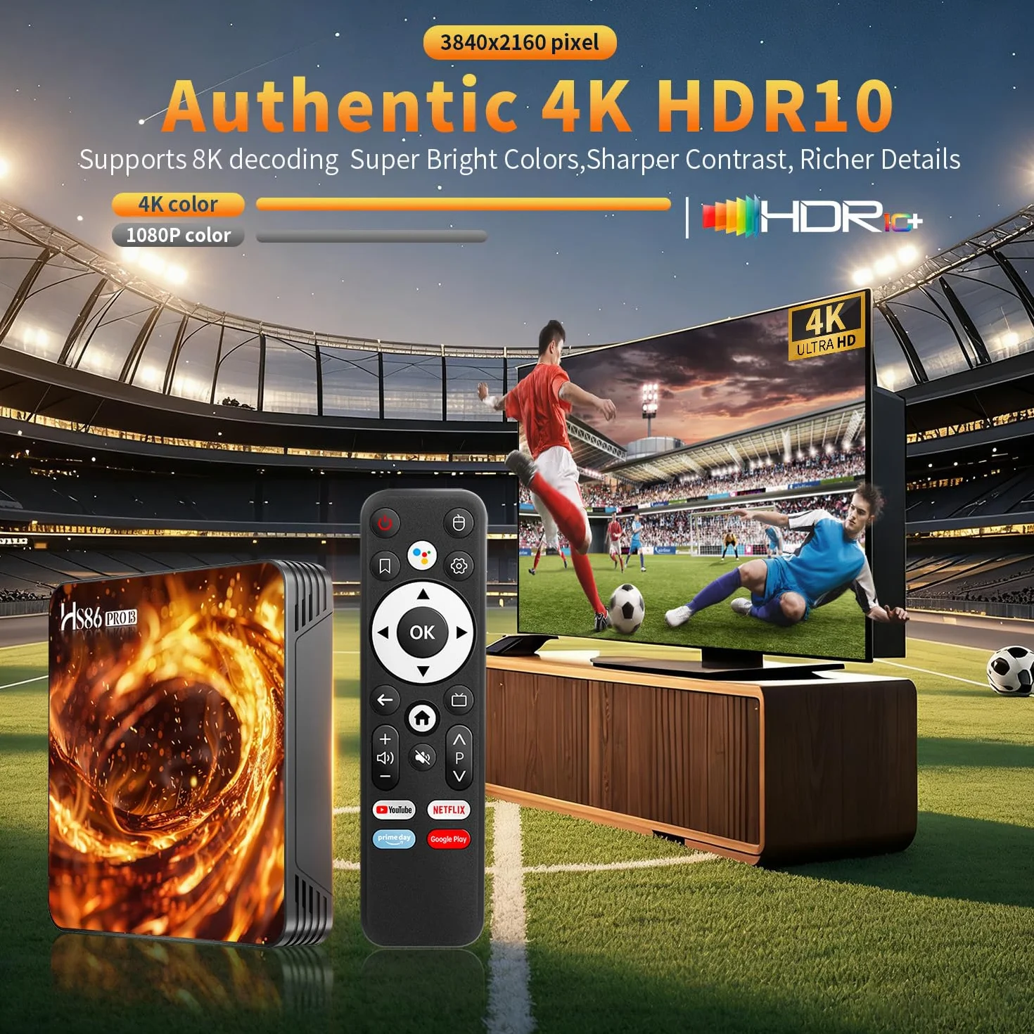 Android 14.0 TV Box,2026 Android Box 2GB 16GB RK3528 Quad-Core 64bit Cortex-A53 Mali 450 MP2 GPU,Smart TV Box Support 4K Bluetooth 5.4 Double Bande Wi-FI 10/100M Ethernet HD2.0 USB2.0 et USB3.0